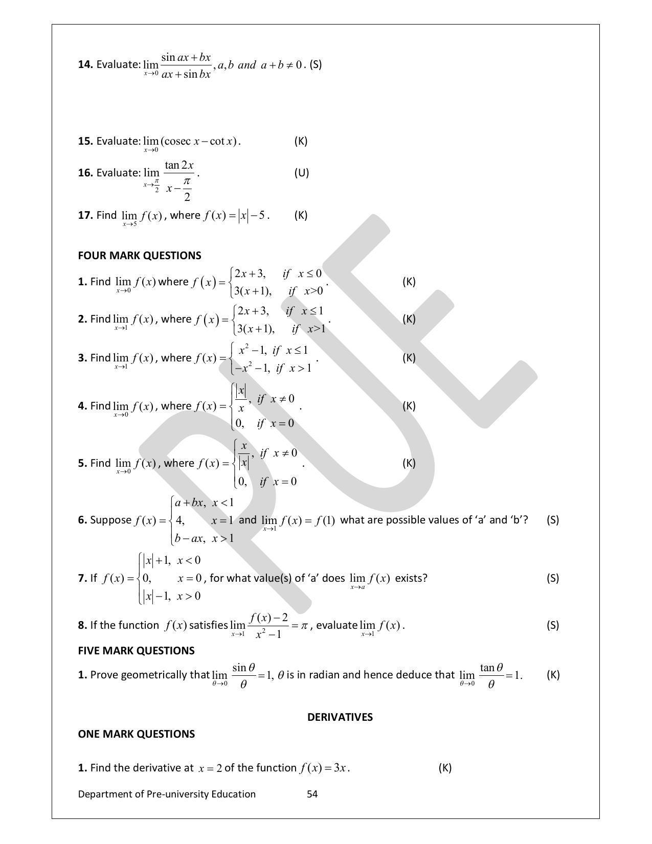 Karnataka 1st PUC Question Bank for Mathematics - Page 54