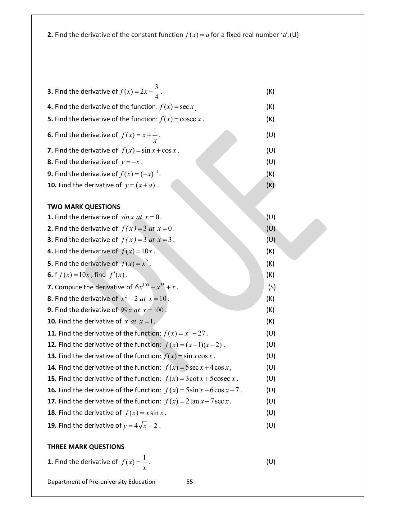 Karnataka 1st PUC Question Bank for Mathematics - Page 55
