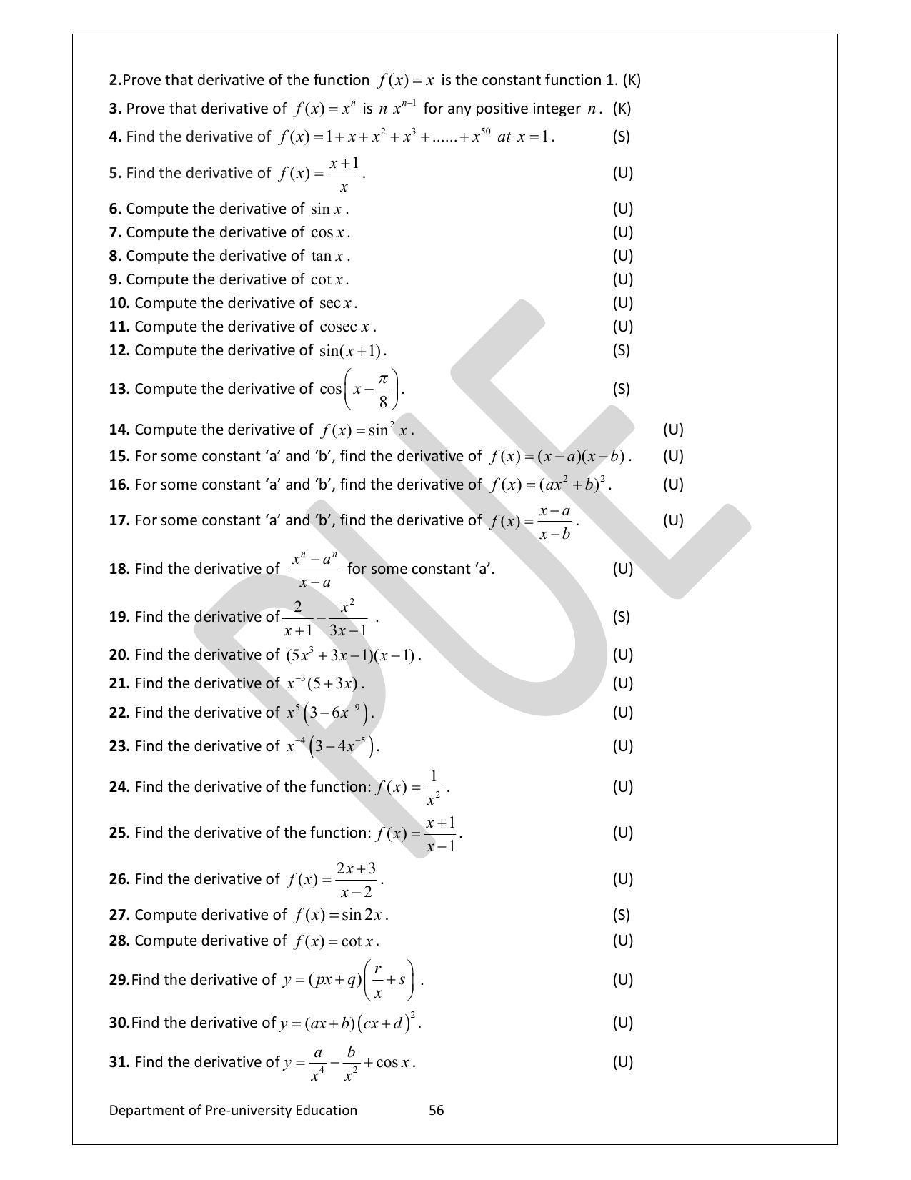 Karnataka 1st PUC Question Bank for Mathematics - Page 56