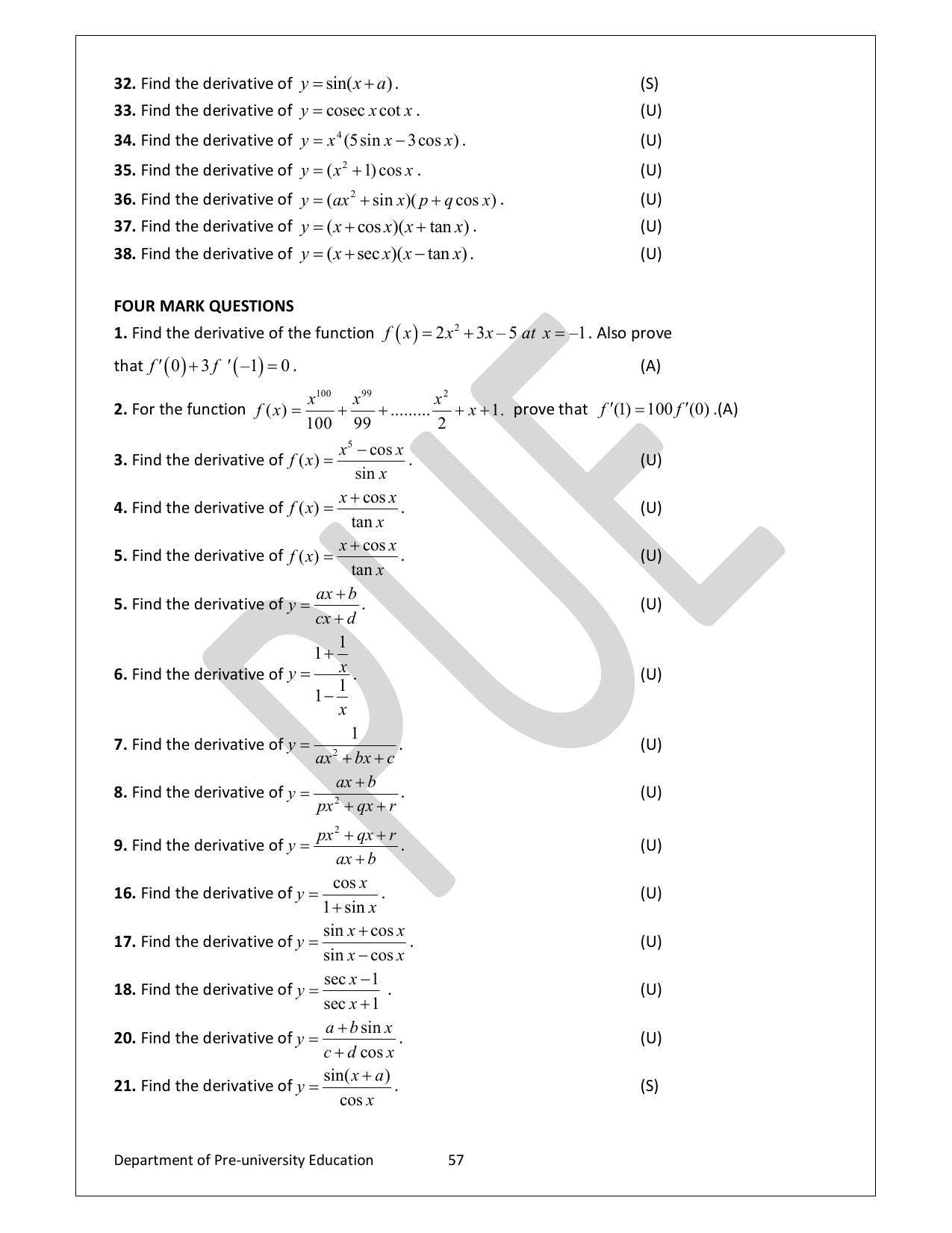 Karnataka 1st PUC Question Bank for Mathematics - Page 57