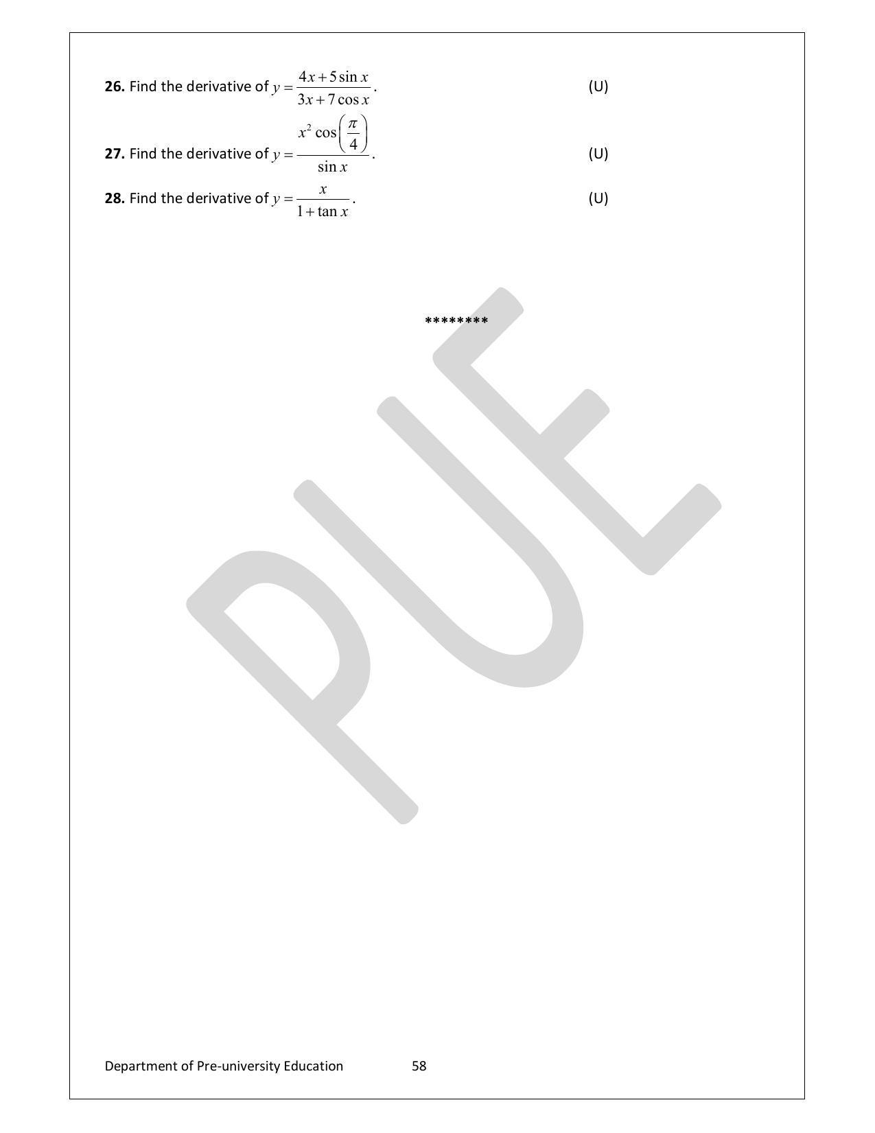 Karnataka 1st PUC Question Bank for Mathematics - Page 58