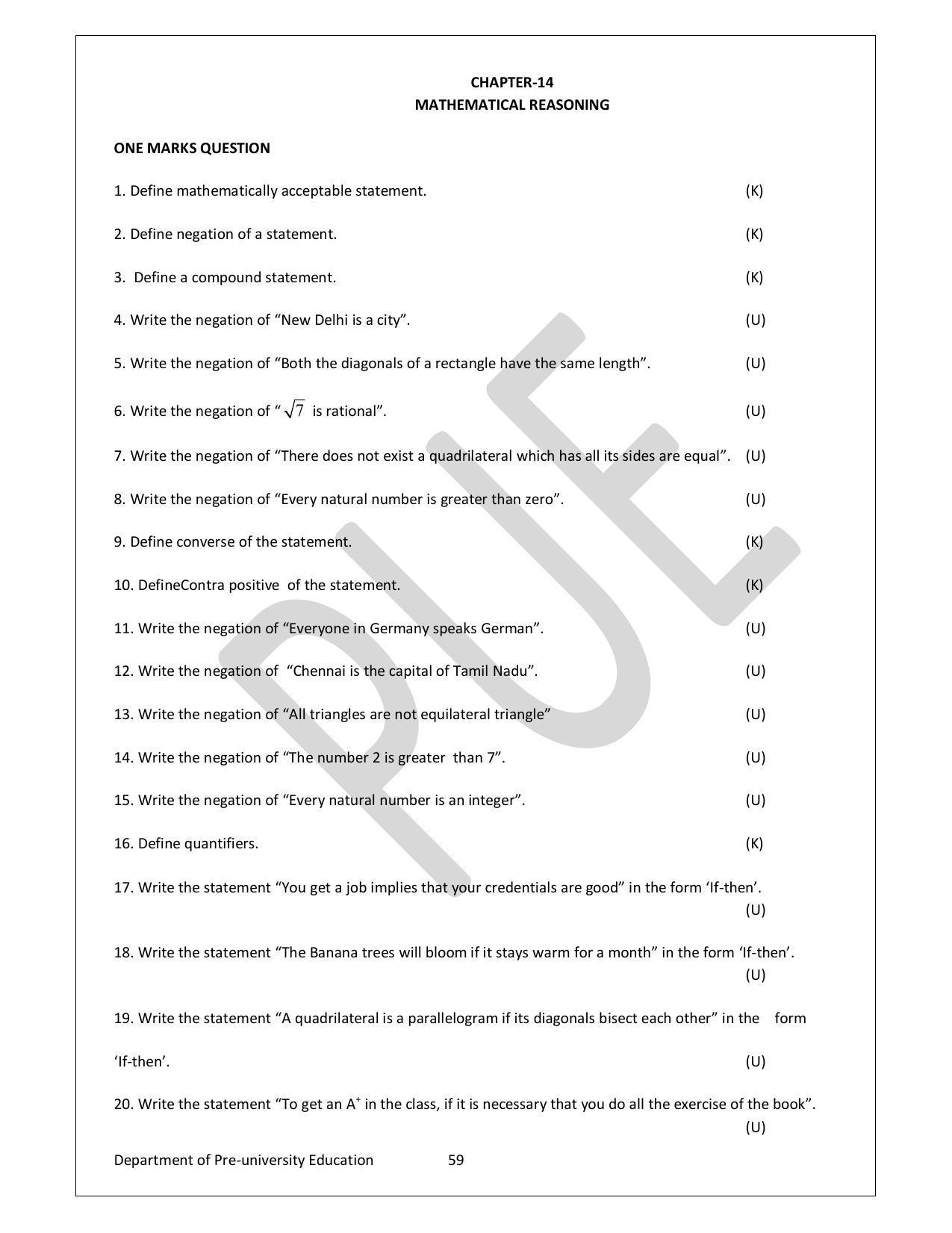 Karnataka 1st PUC Question Bank for Mathematics - Page 59