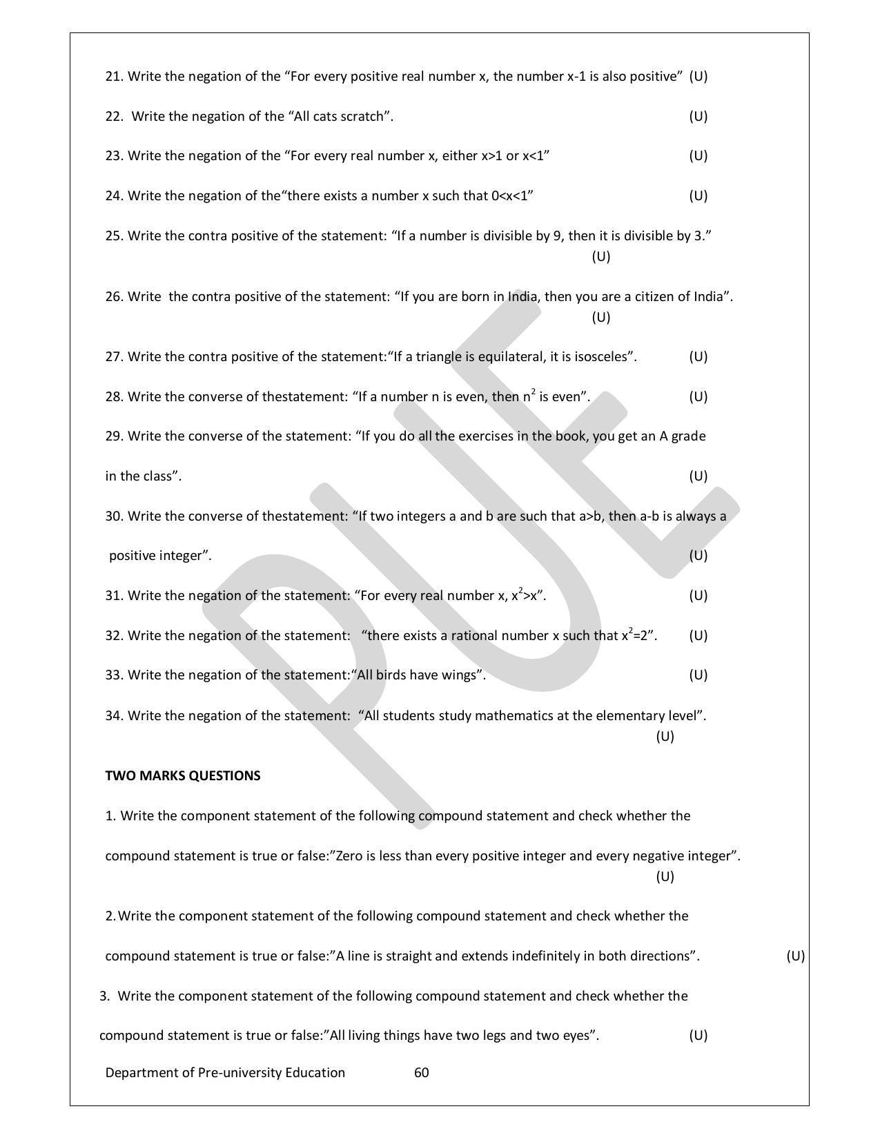 Karnataka 1st PUC Question Bank for Mathematics - Page 60