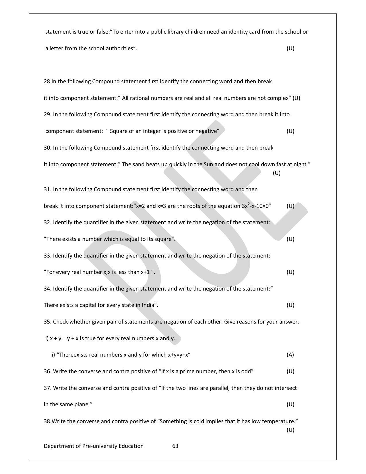 Karnataka 1st PUC Question Bank for Mathematics - Page 63