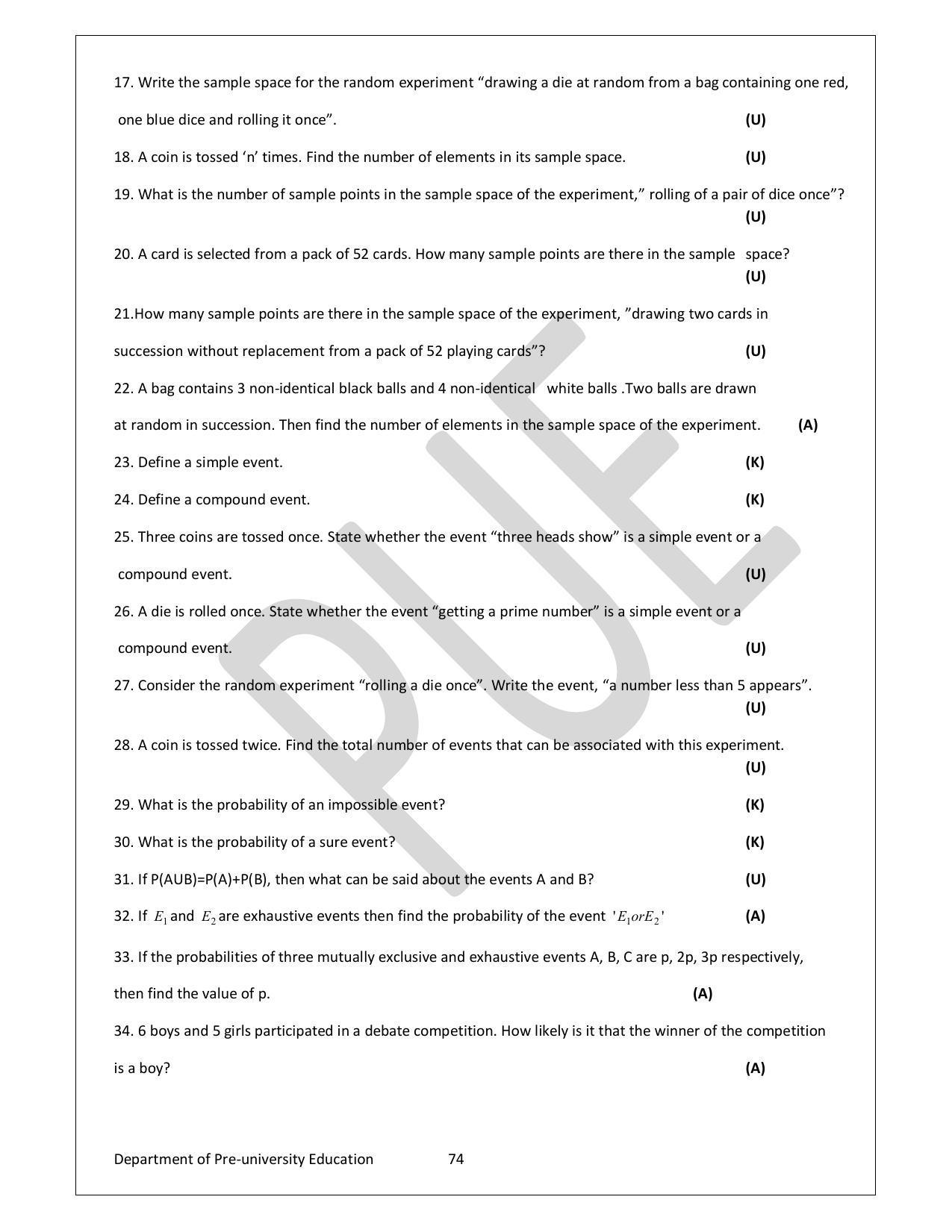 Karnataka 1st PUC Question Bank for Mathematics - Page 74