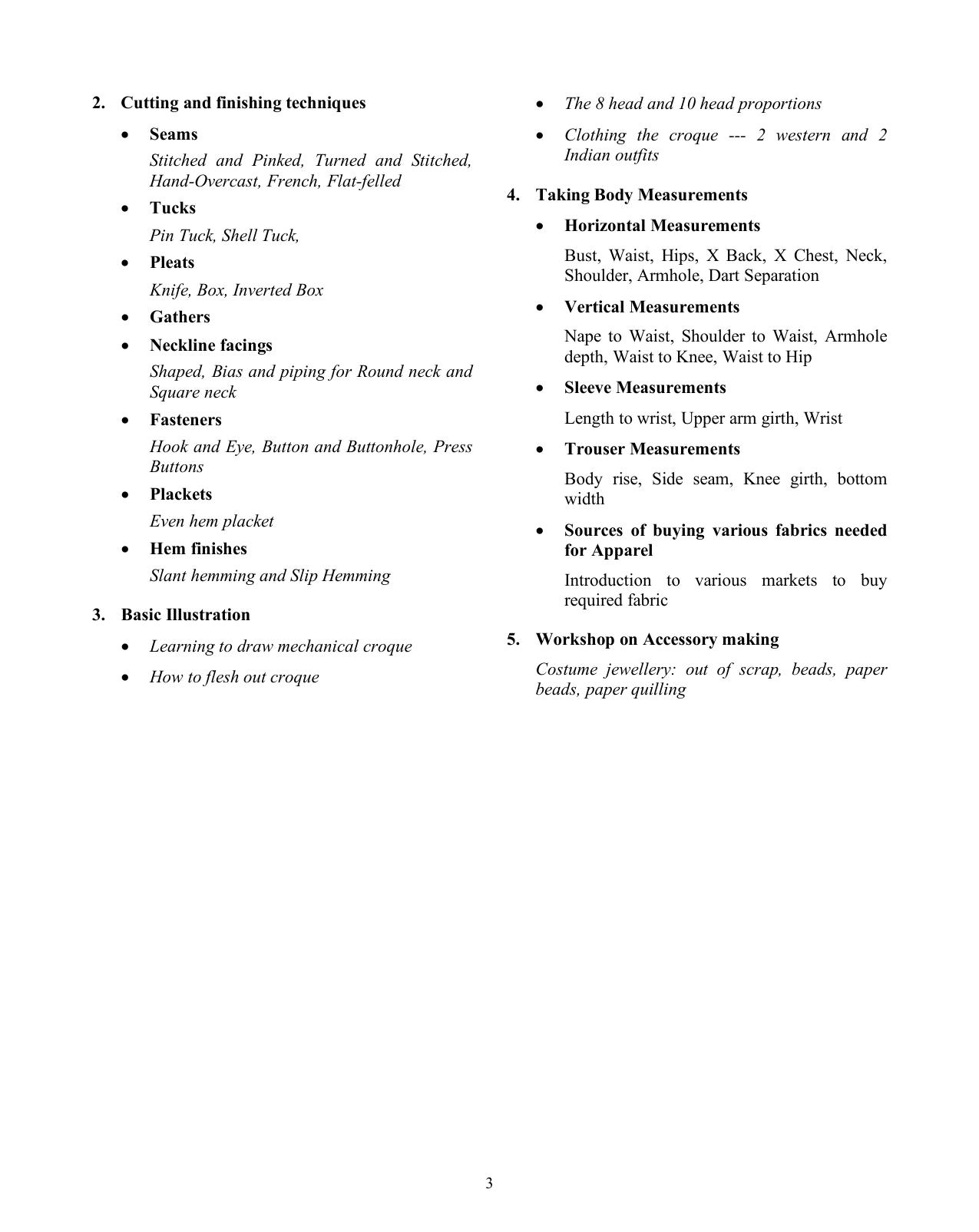 ISC Class XI & XII Fashion Designing 2025 Syllabus - Page 3