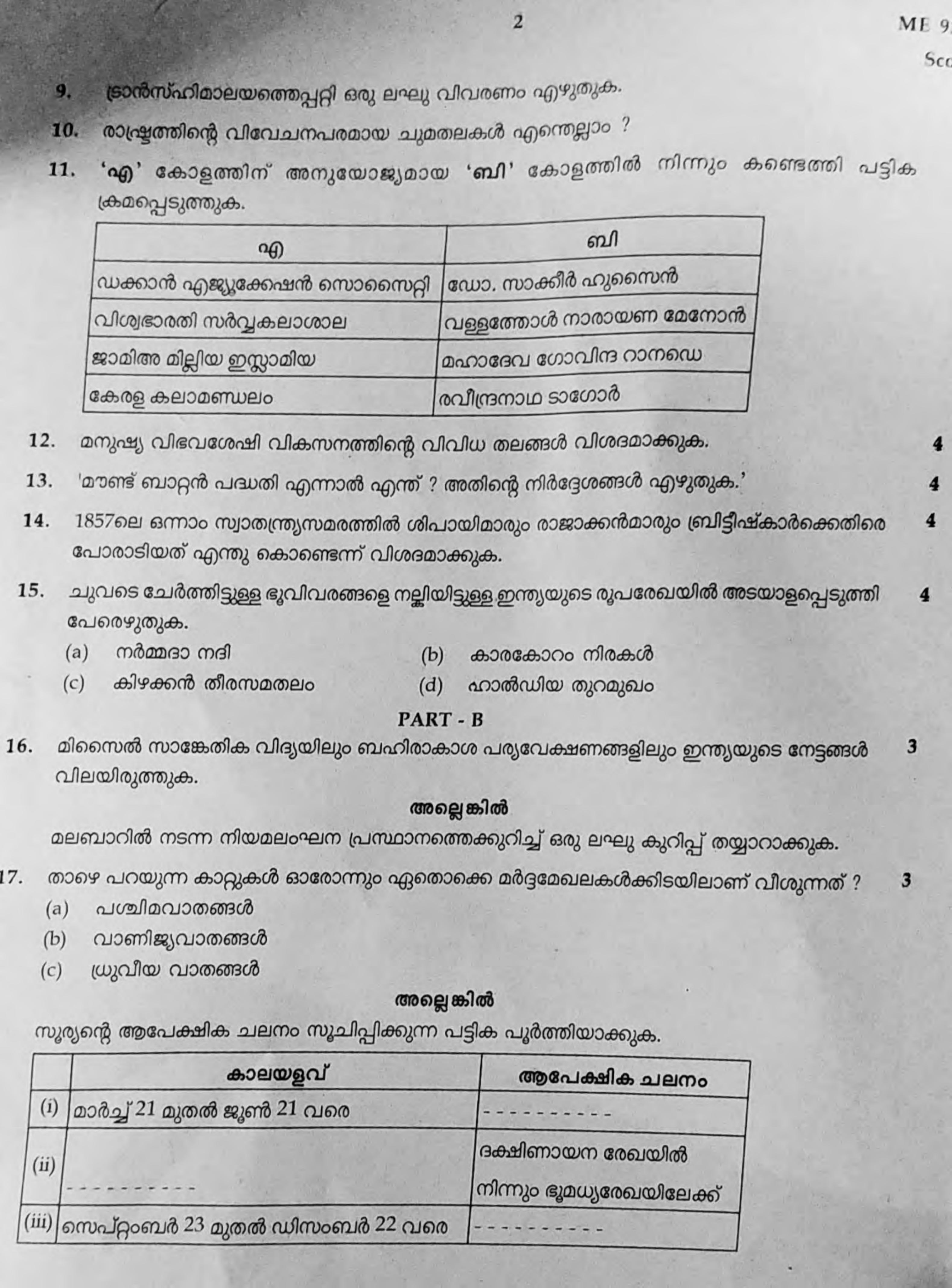 Kerala SSLC 2019 Social Science Question Paper (MM)  (Model) - Page 2