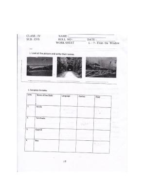 Worksheet for Class 4 Environmental Studies From The Window Assignment I