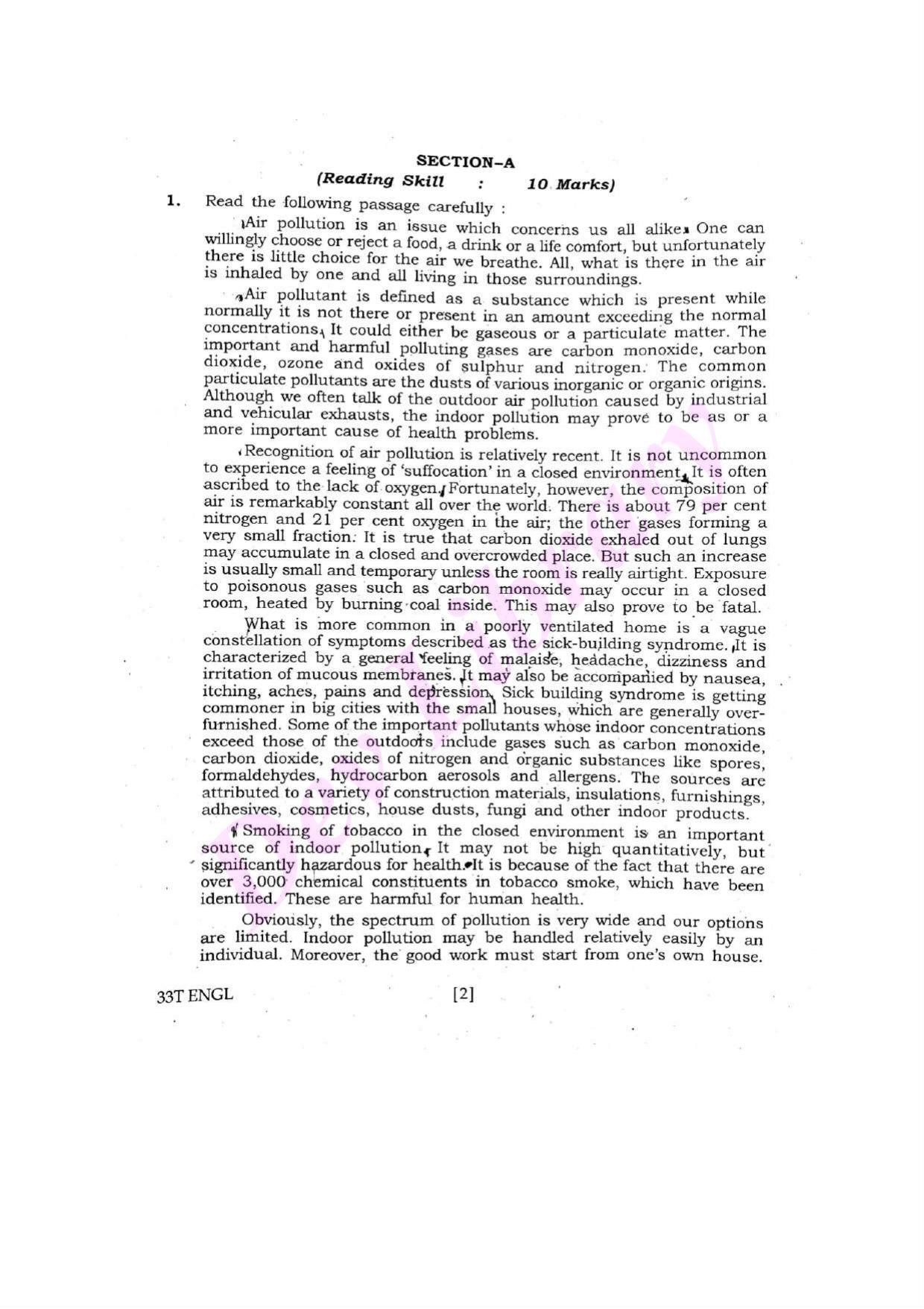 Assam HS 2nd Year English 2023 Question Paper - Page 2