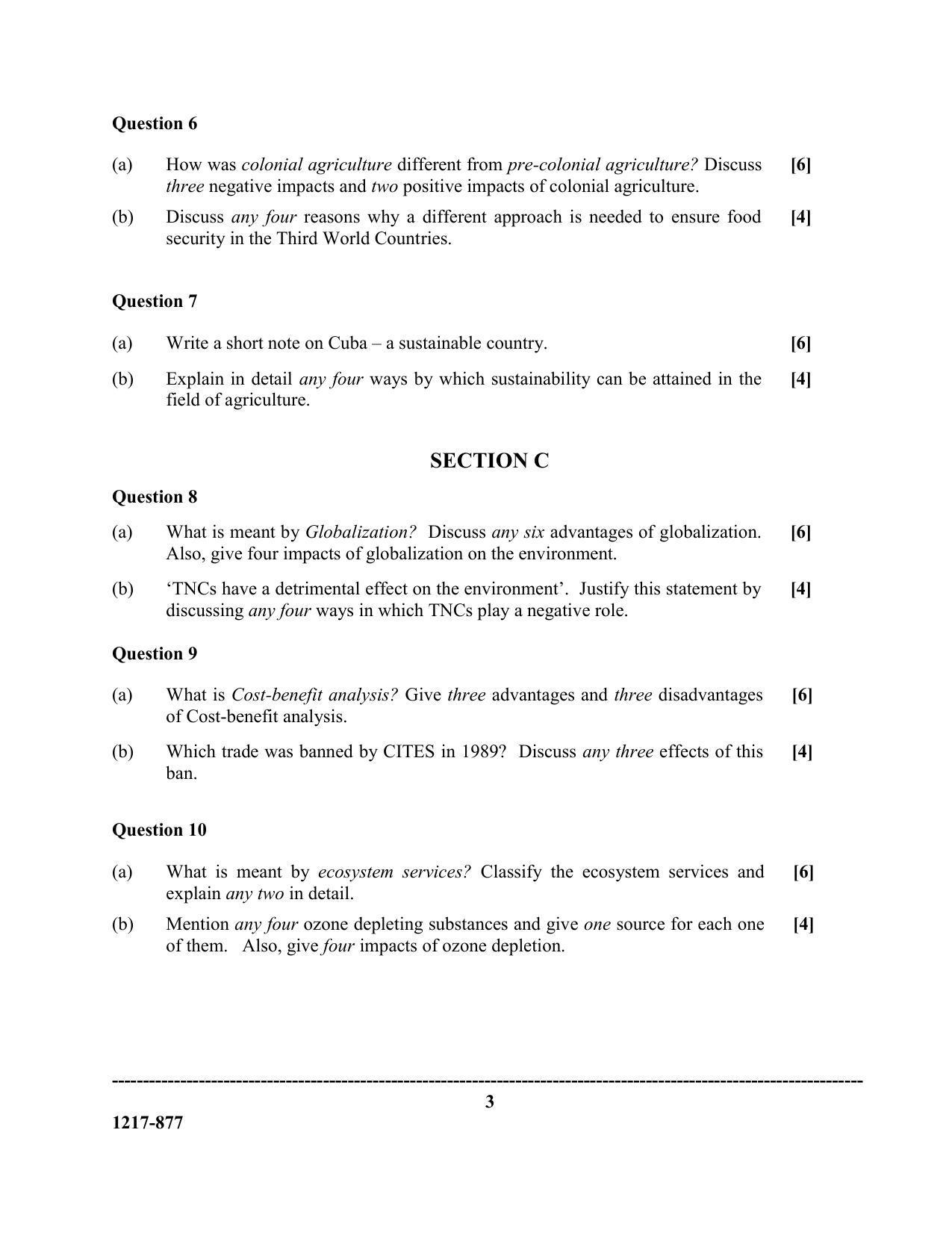 ISC Class 12 2017 ENVIRONMENTAL SCIENCE PAPER 1 (THEORY) Question Paper - Page 3