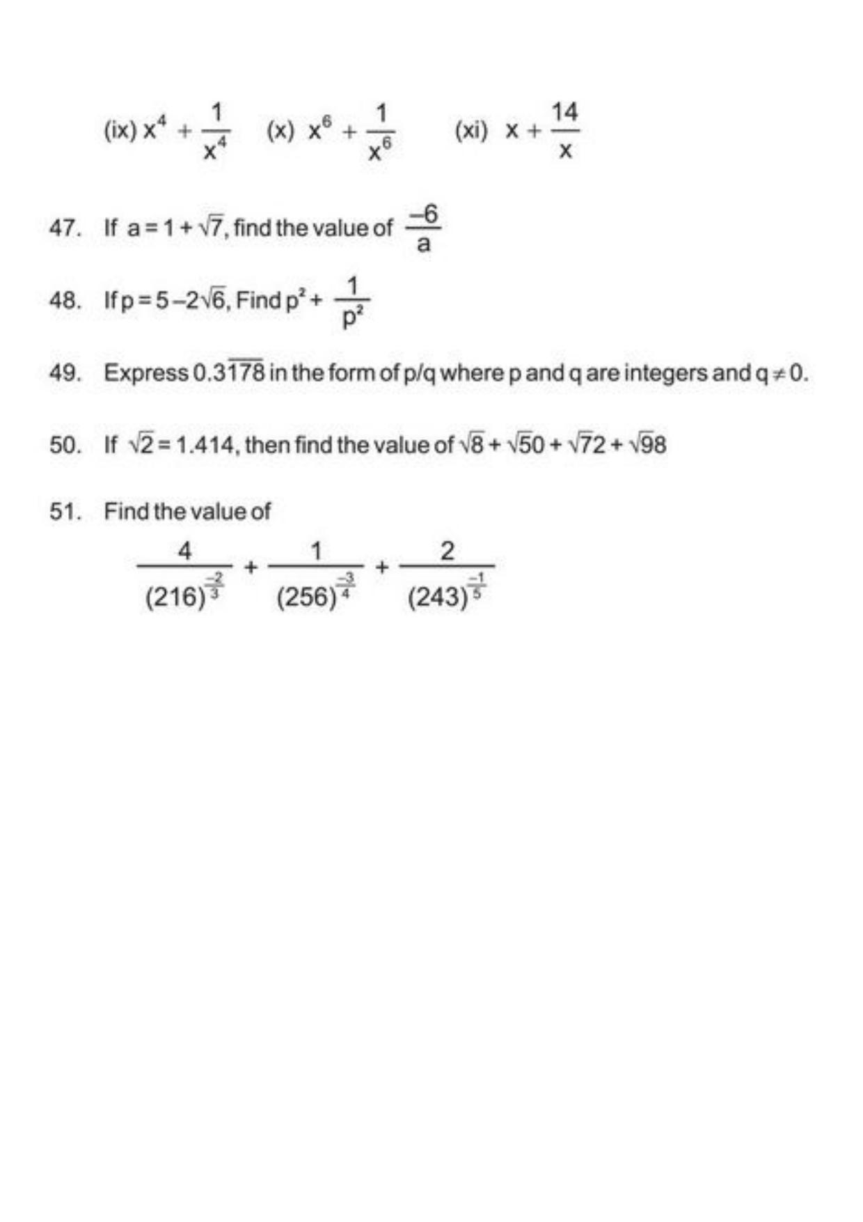 Class 9 Notes, Question & Practice Paper - Mathematics (Topic 1 : Number System) - Page 11
