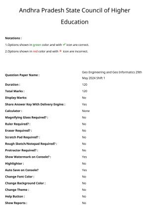AP PGECET 2024 GG - GEO Engineering & Geo Informatics Question Paper with Preliminary Key