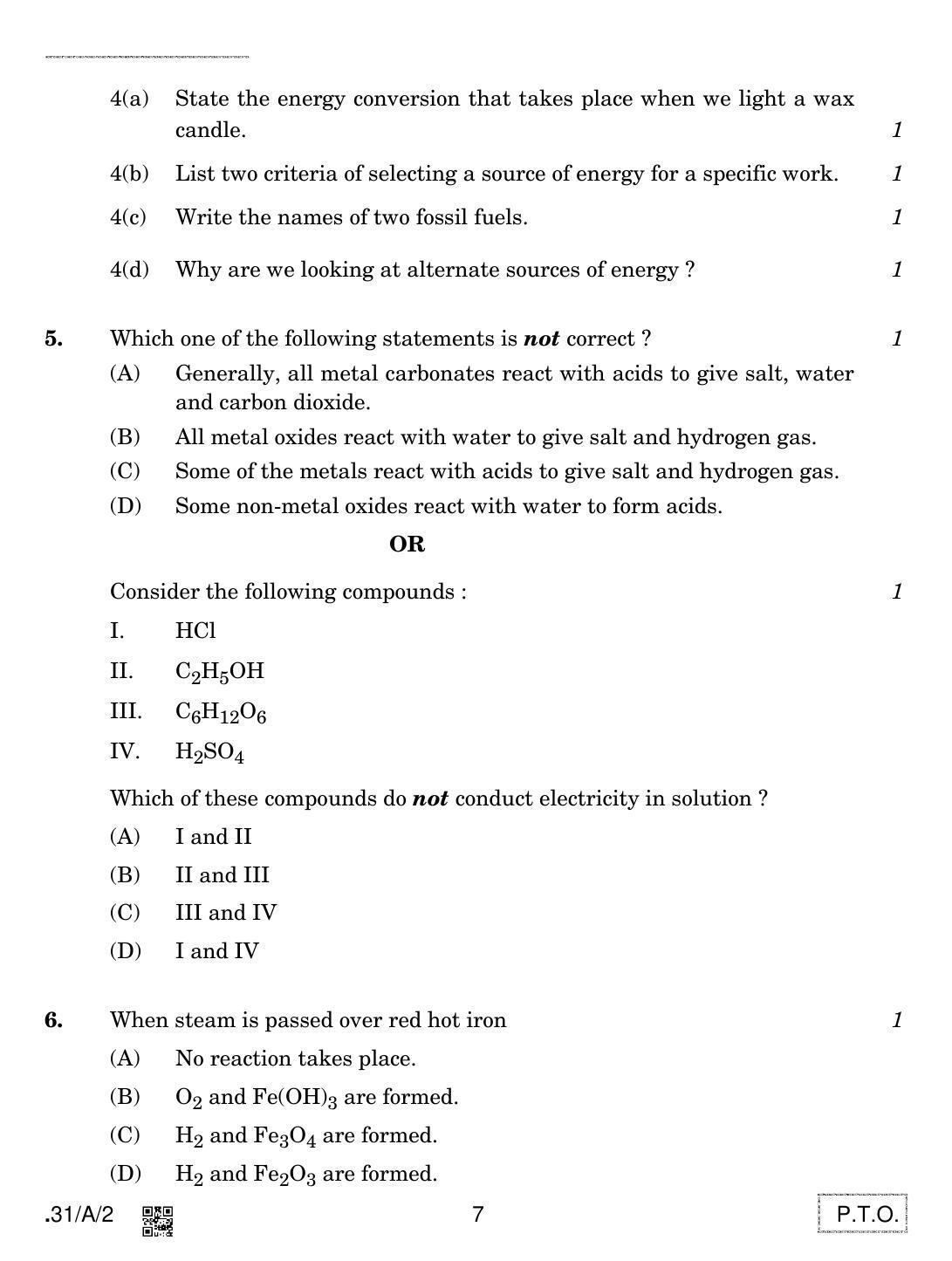 CBSE Class 10 31-C-2 - Science 2020 Compartment Question Paper - Page 7