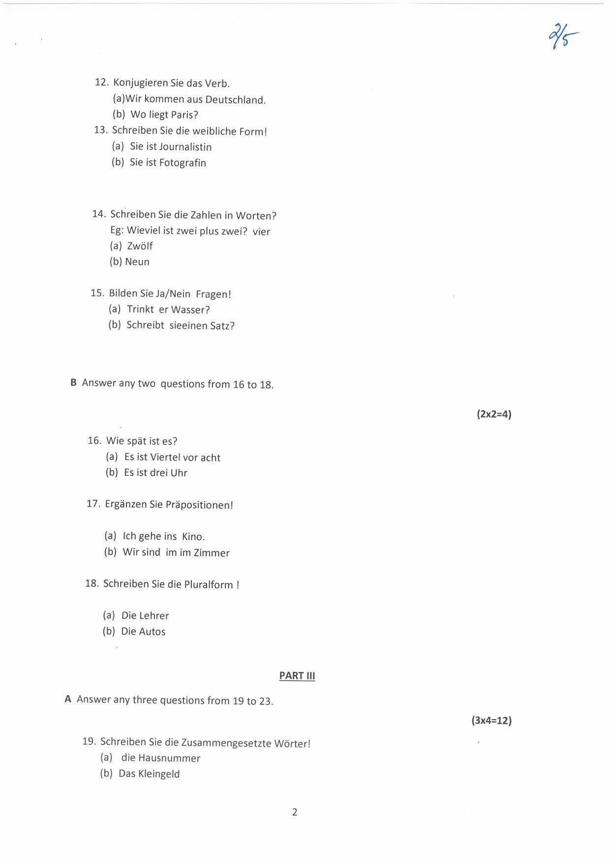 Kerala Plus Two (Class 12th)  Answer Key 2022 - German - Page 2