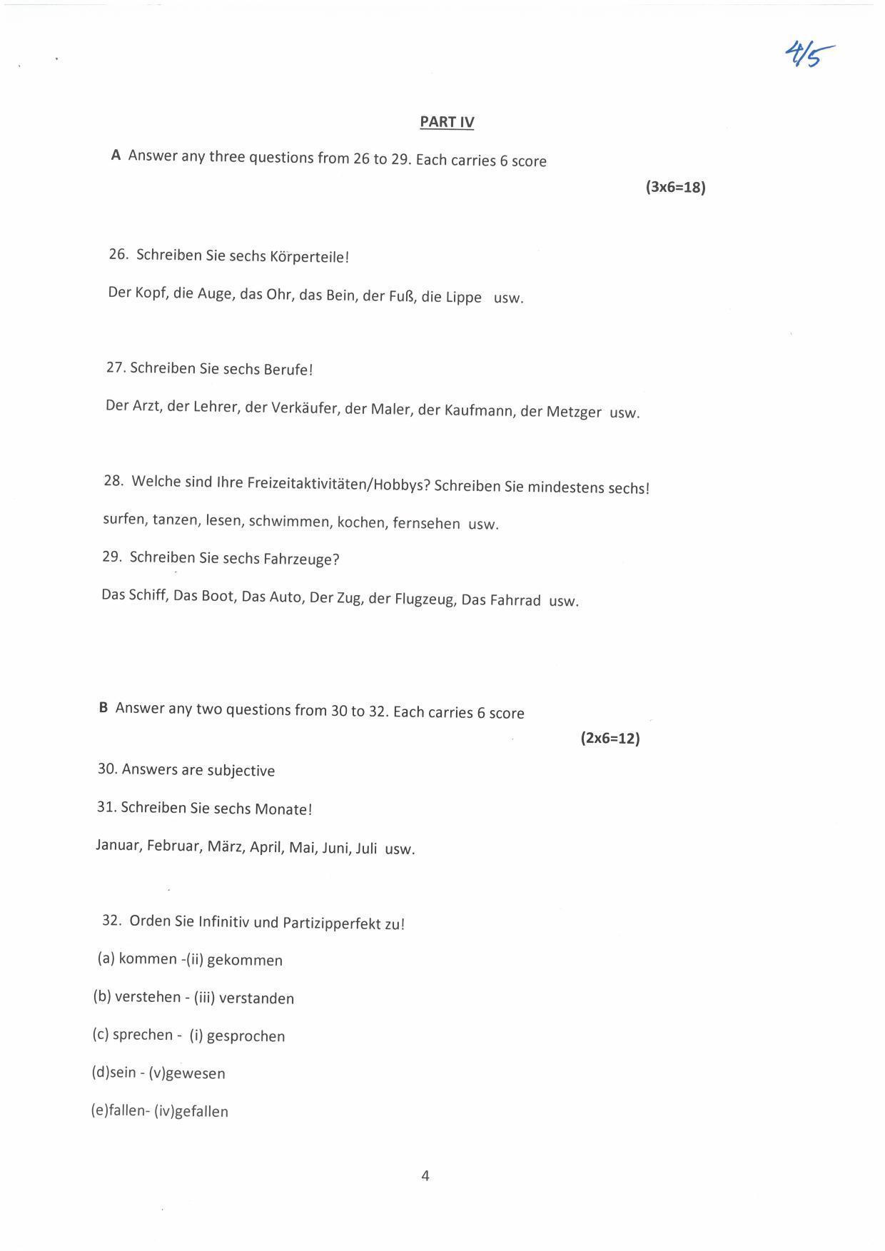 Kerala Plus Two (Class 12th)  Answer Key 2022 - German - Page 4