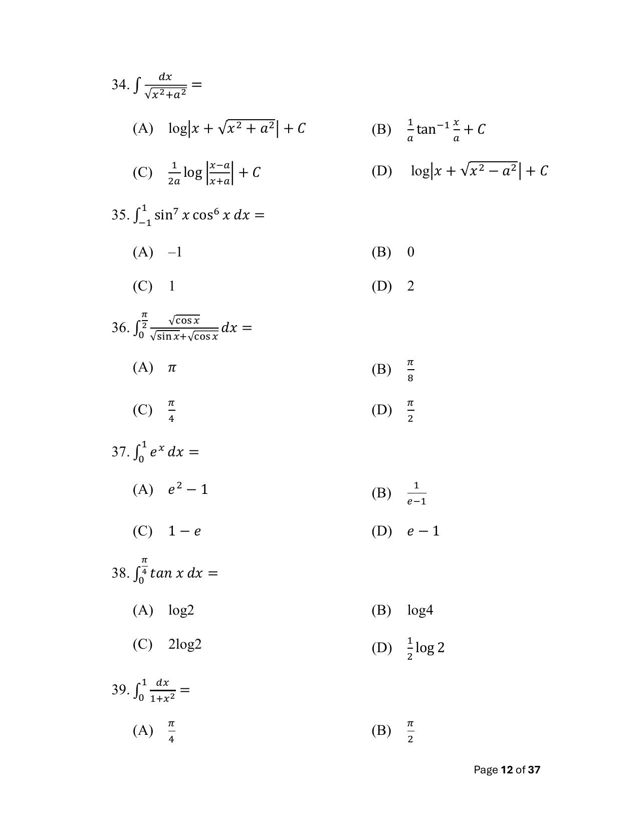 Bihar Board (BSEB) Class XII: 121/327- MATHEMATICS 2025 Model Question Paper - Page 12