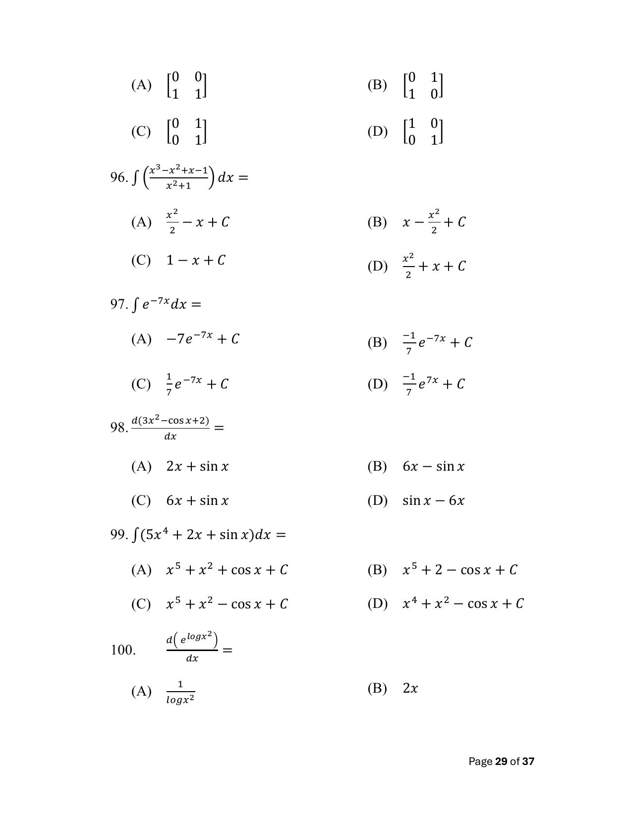Bihar Board (BSEB) Class XII: 121/327- MATHEMATICS 2025 Model Question Paper - Page 29