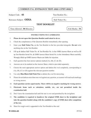 Odisha CPET 2022 ODIA Question Paper