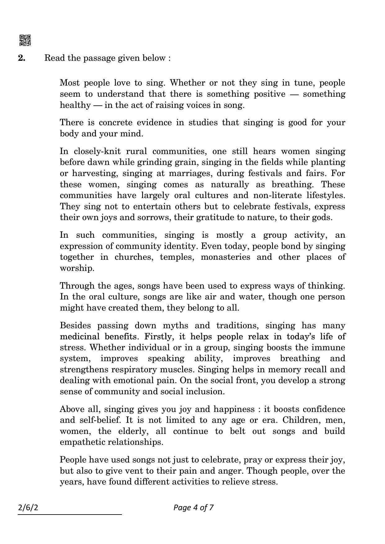 CBSE Class 10 2-6-2_English Language And Literature 2022 Compartment Question Paper - Page 4