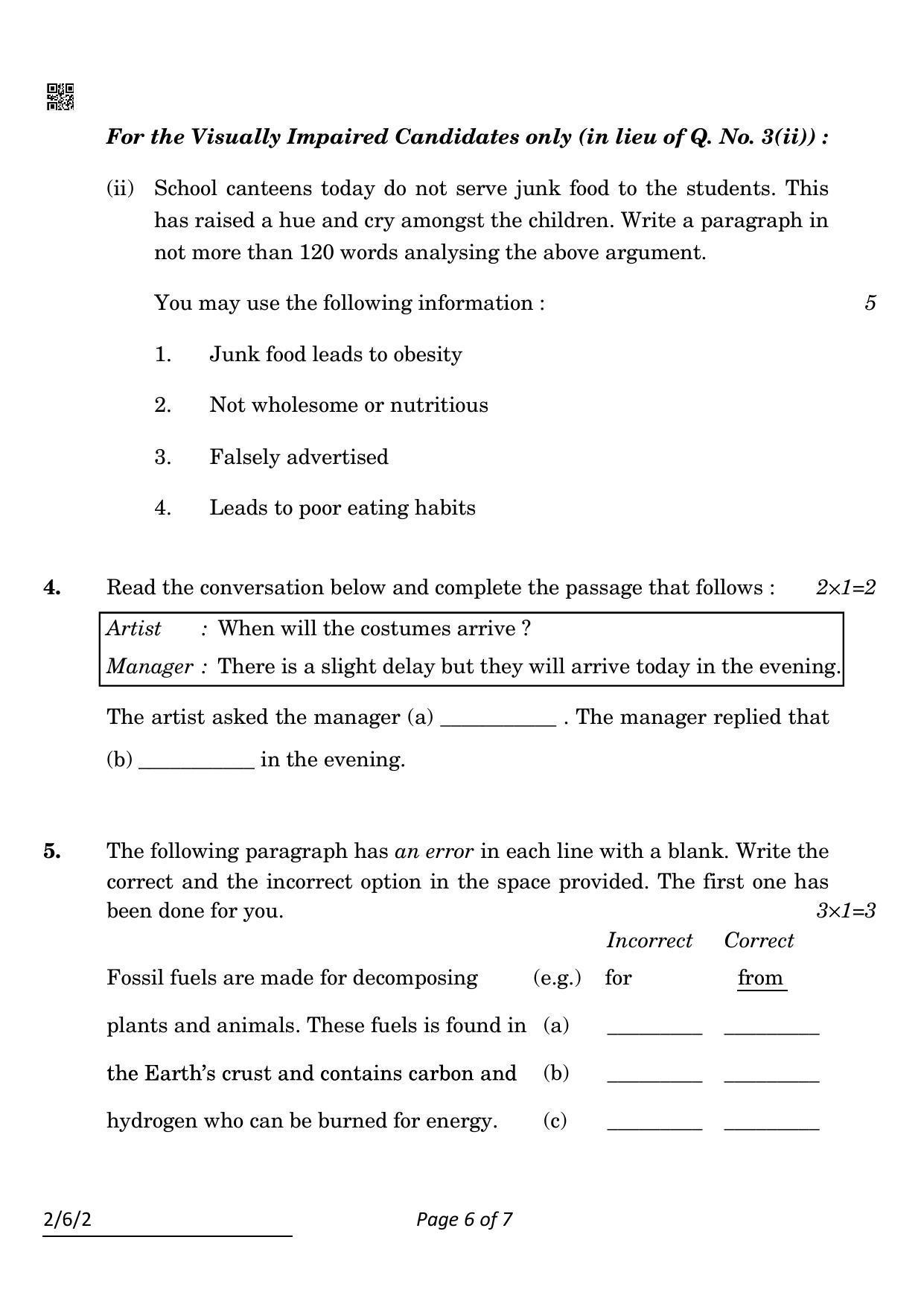 CBSE Class 10 2-6-2_English Language And Literature 2022 Compartment Question Paper - Page 6