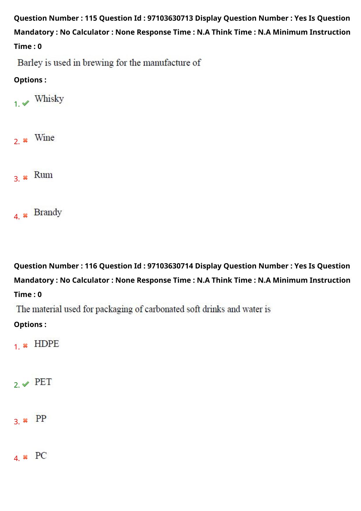 AP RCET 2024 Food Technology Question Paper - Page 67