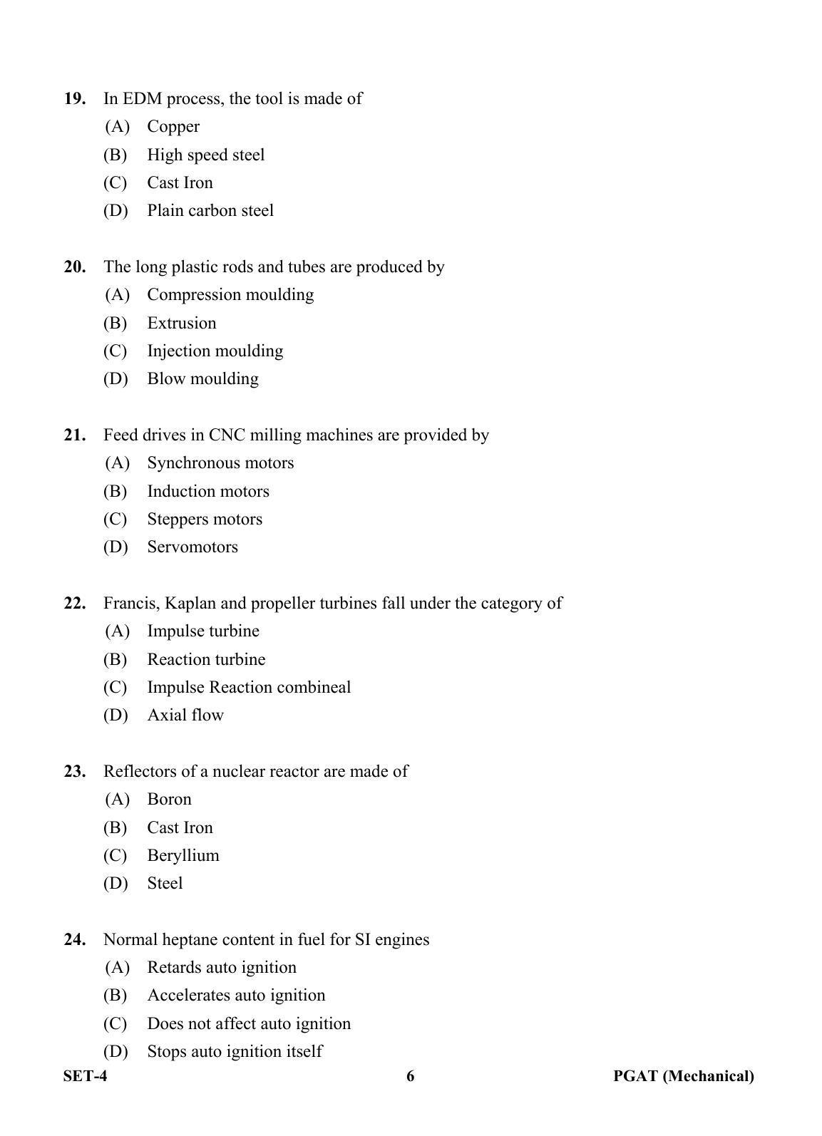 OJEE PGAT 2013 Mechanical Set 4 Question Paper - Page 5