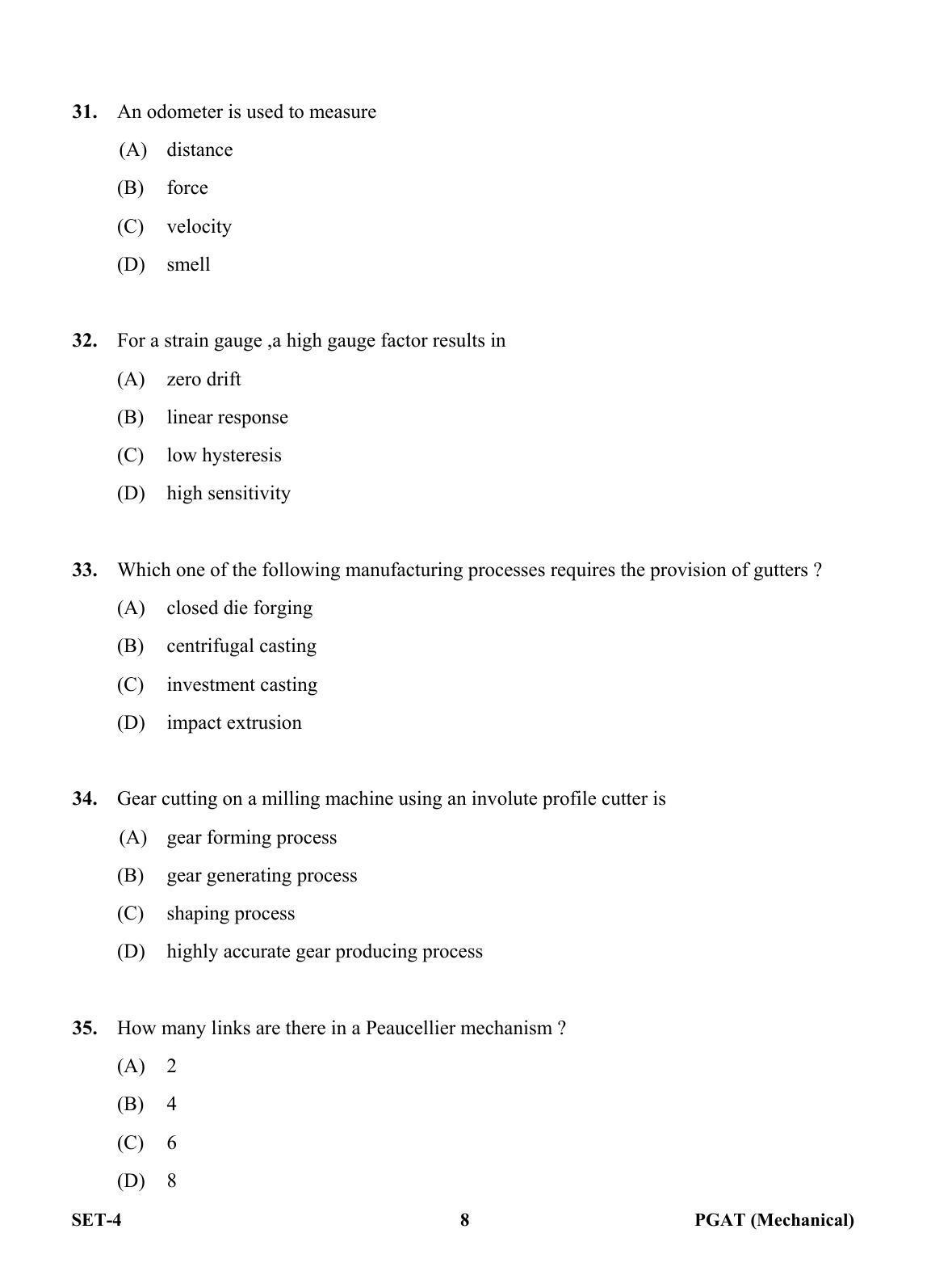 OJEE PGAT 2013 Mechanical Set 4 Question Paper - Page 7
