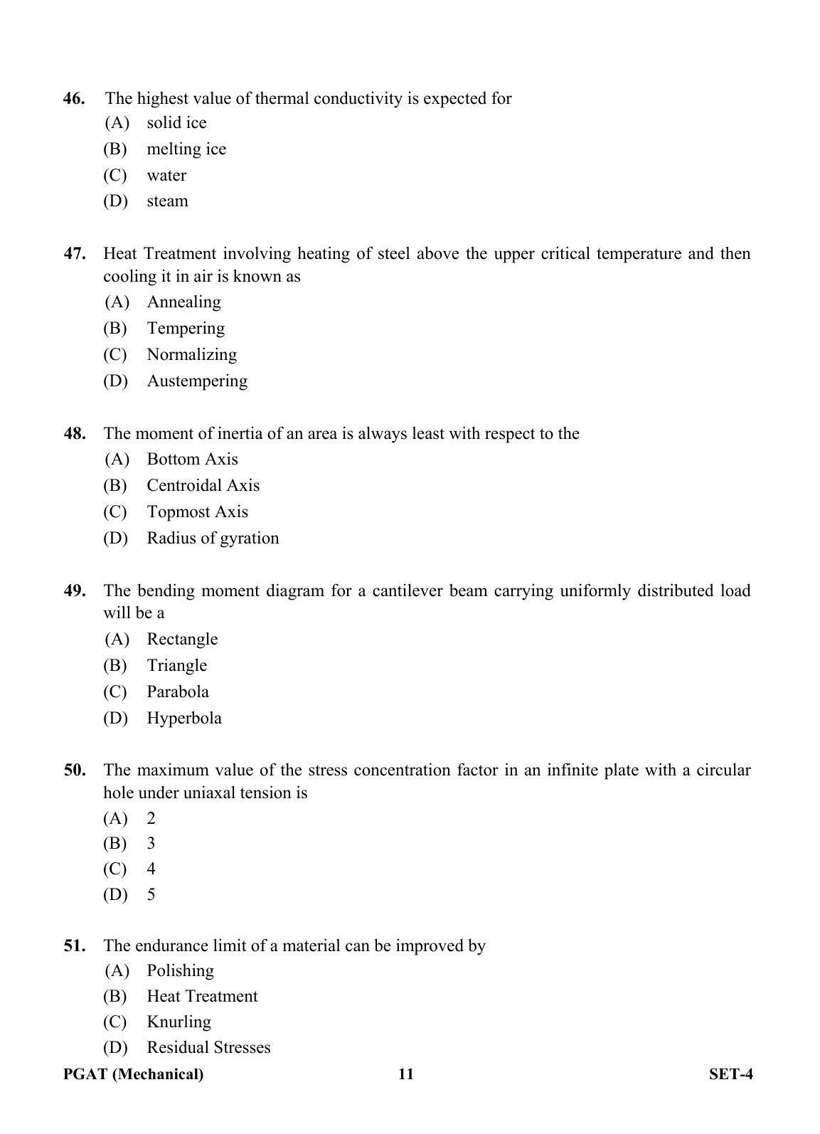 OJEE PGAT 2013 Mechanical Set 4 Question Paper - Page 10