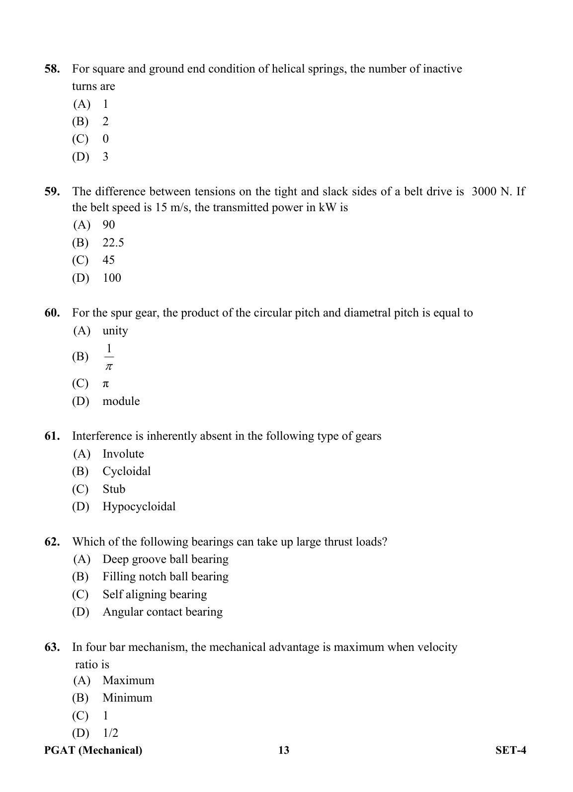OJEE PGAT 2013 Mechanical Set 4 Question Paper - Page 12