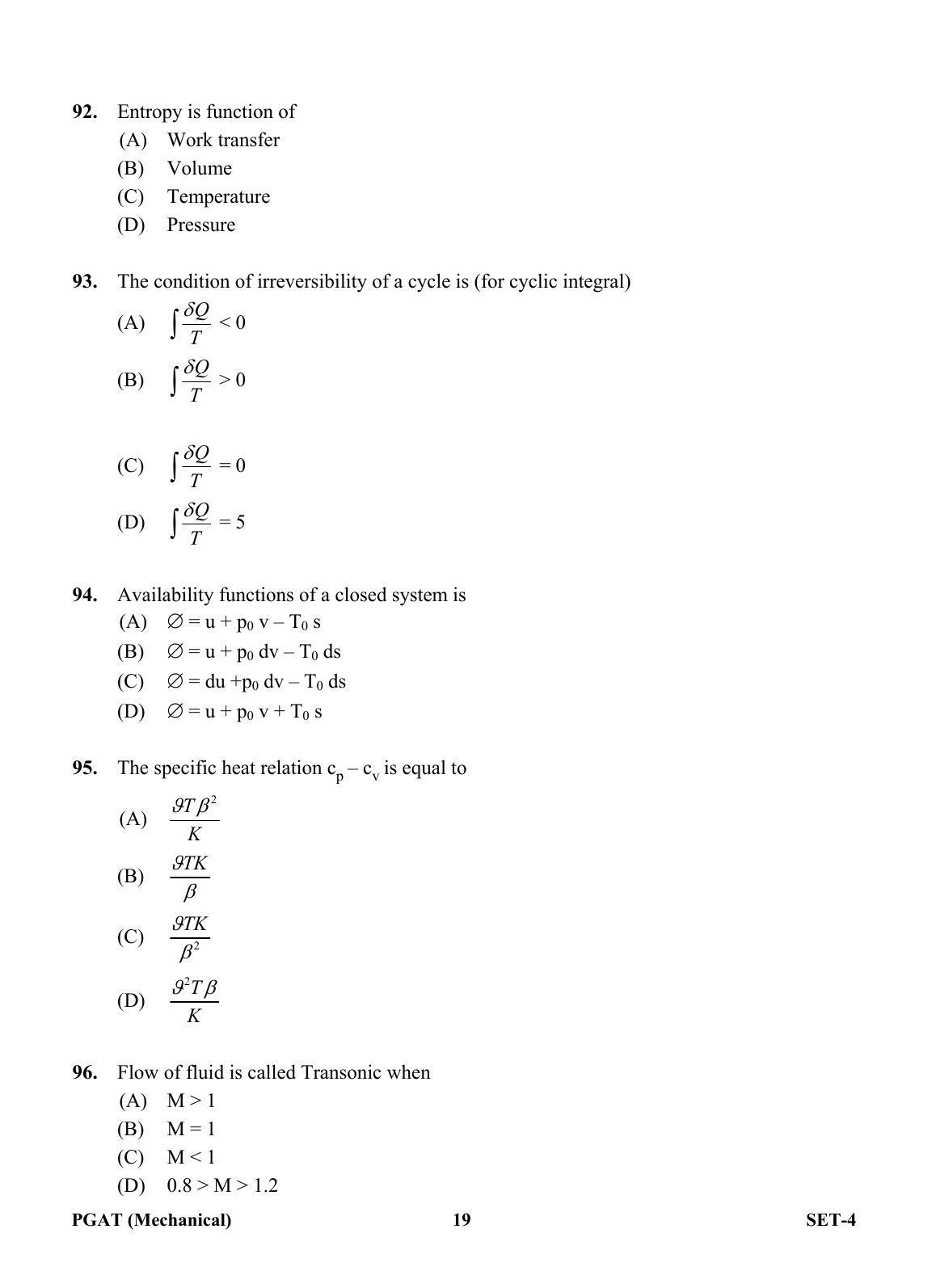 OJEE PGAT 2013 Mechanical Set 4 Question Paper - Page 18