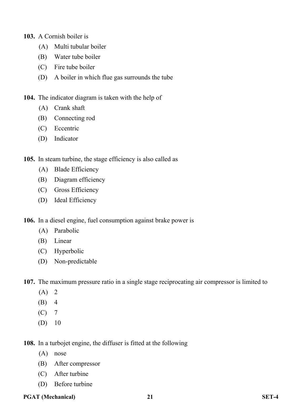 OJEE PGAT 2013 Mechanical Set 4 Question Paper - Page 20