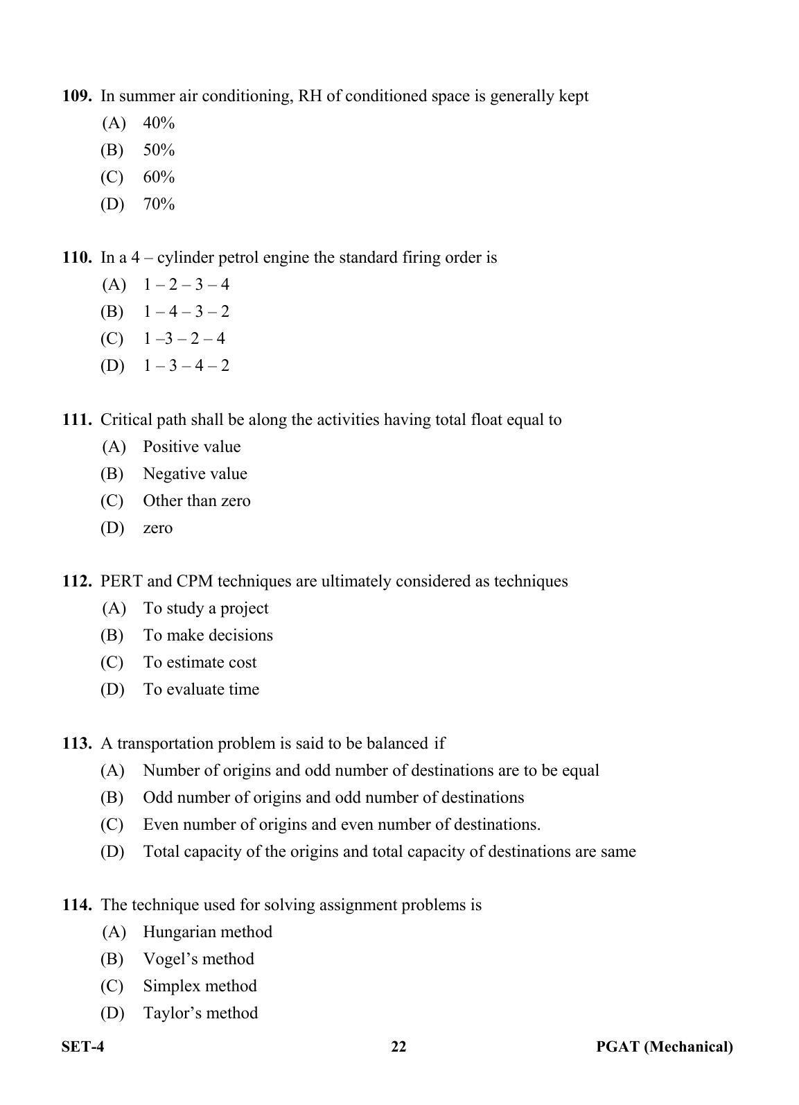 OJEE PGAT 2013 Mechanical Set 4 Question Paper - Page 21