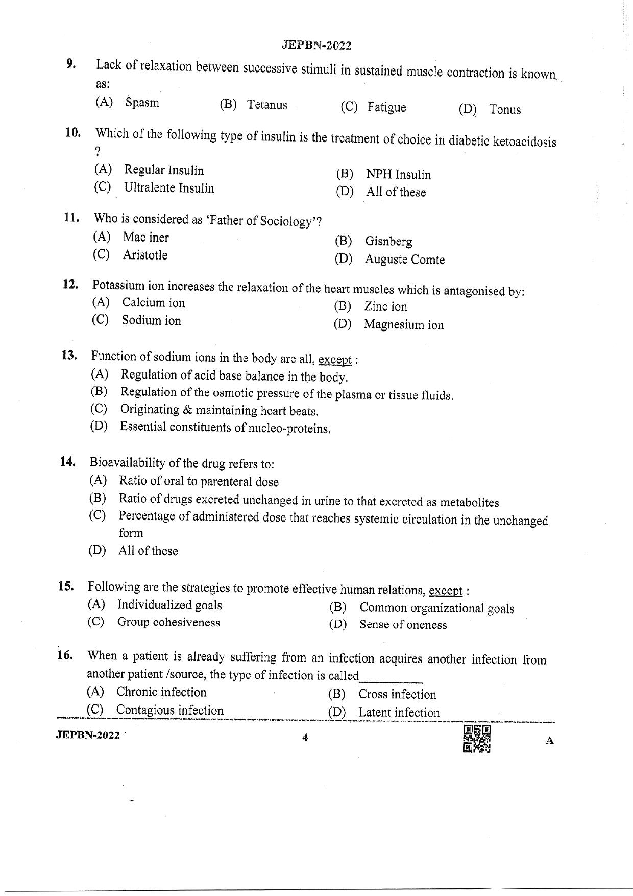 WBJEE JEPBN 2022 Question Paper - Page 4