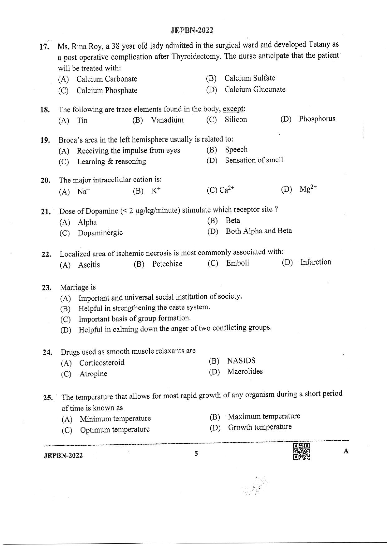 WBJEE JEPBN 2022 Question Paper - Page 5