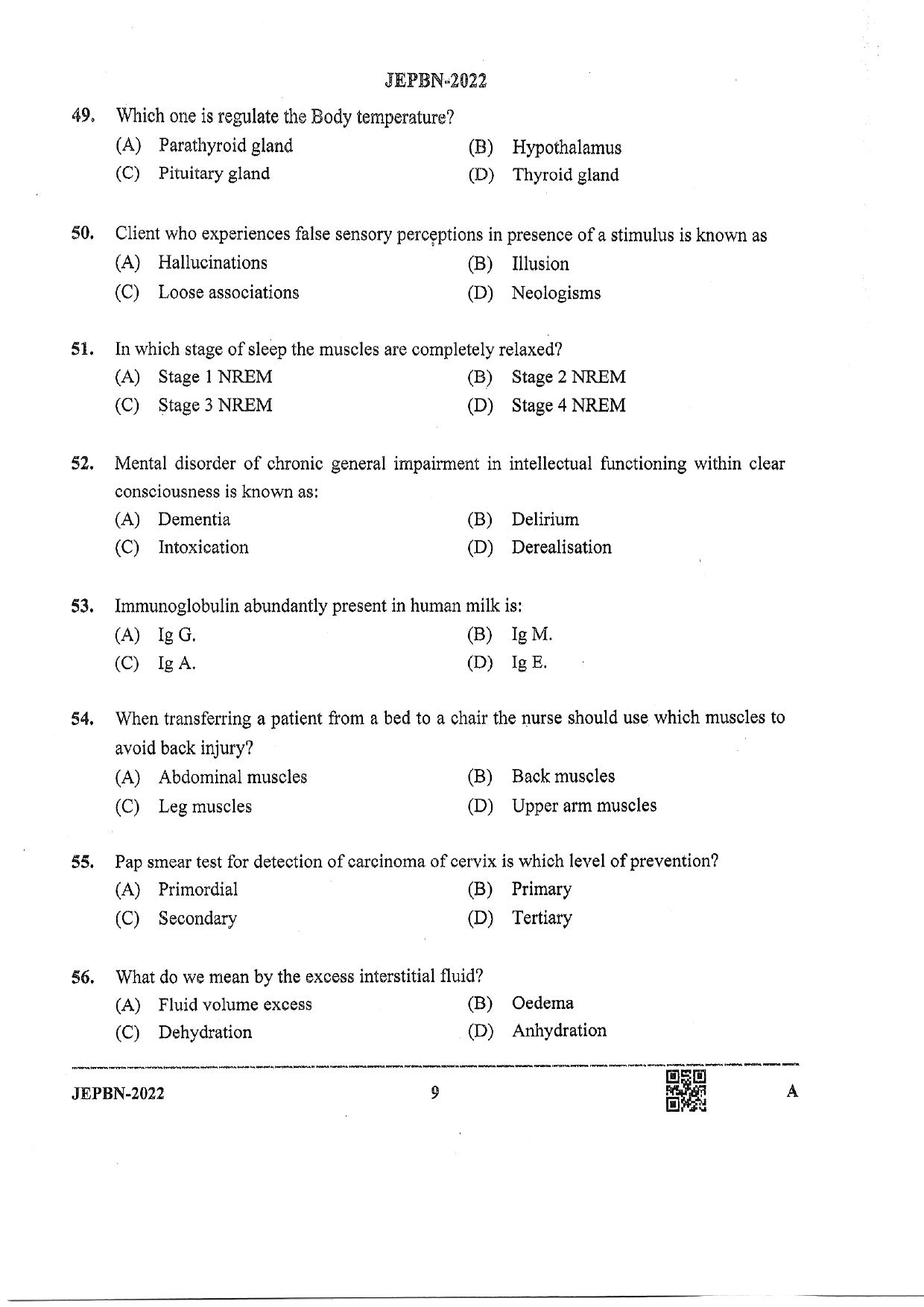 WBJEE JEPBN 2022 Question Paper - Page 9