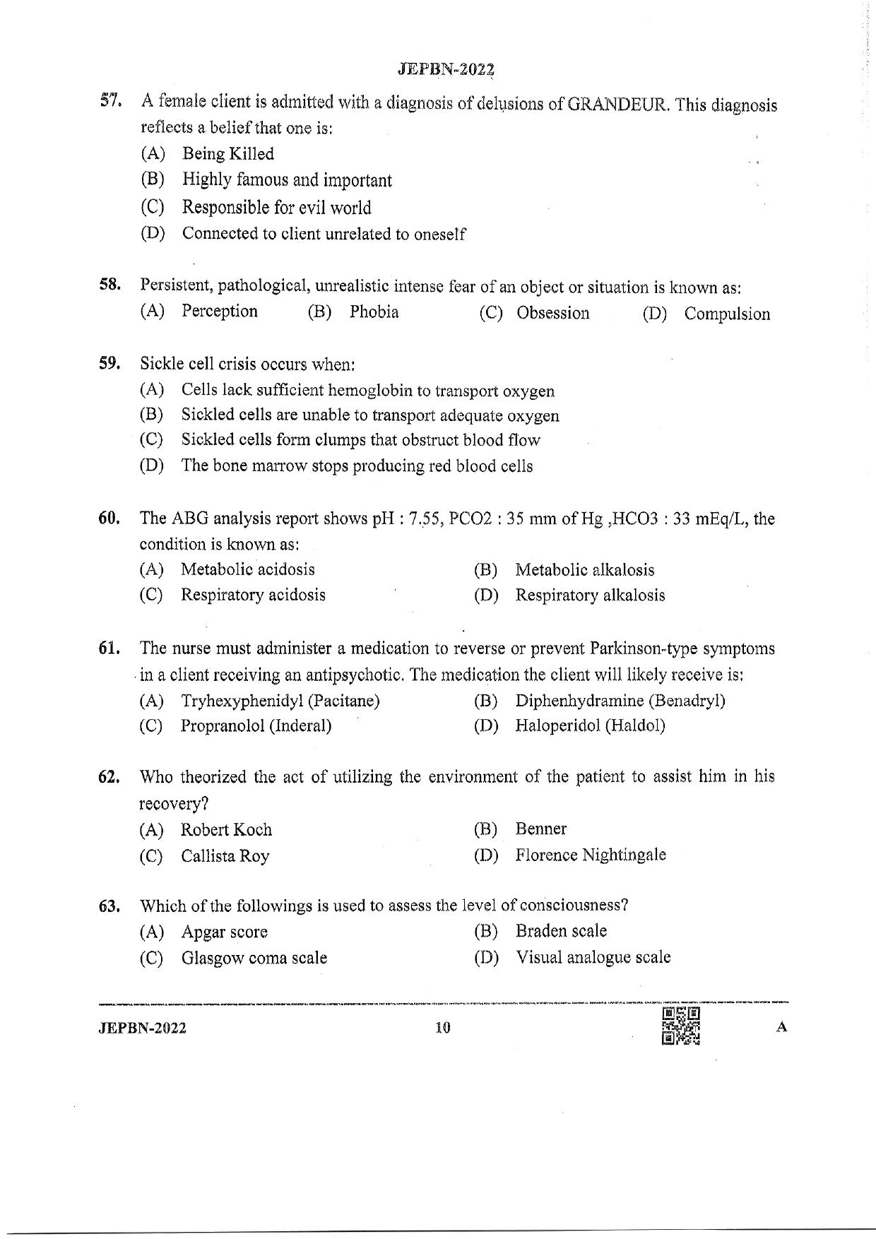 WBJEE JEPBN 2022 Question Paper - Page 10
