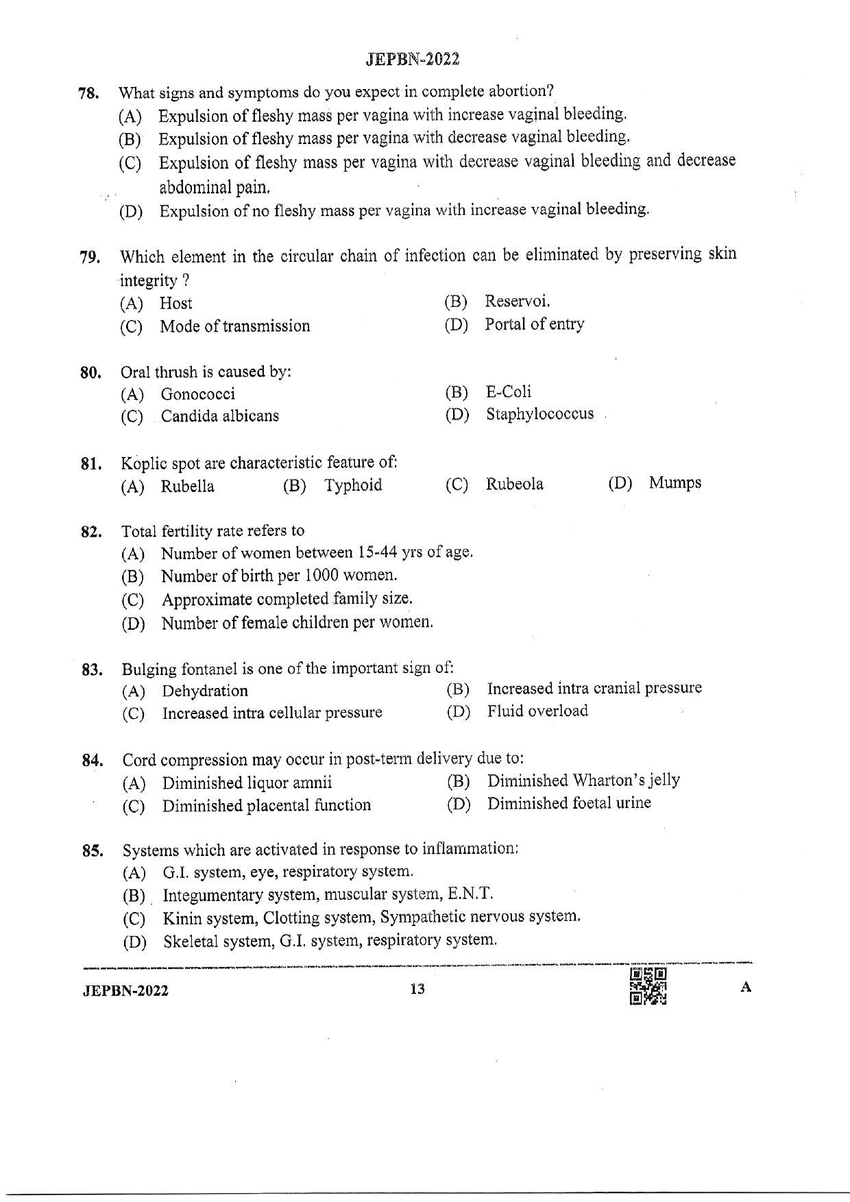 WBJEE JEPBN 2022 Question Paper - Page 13