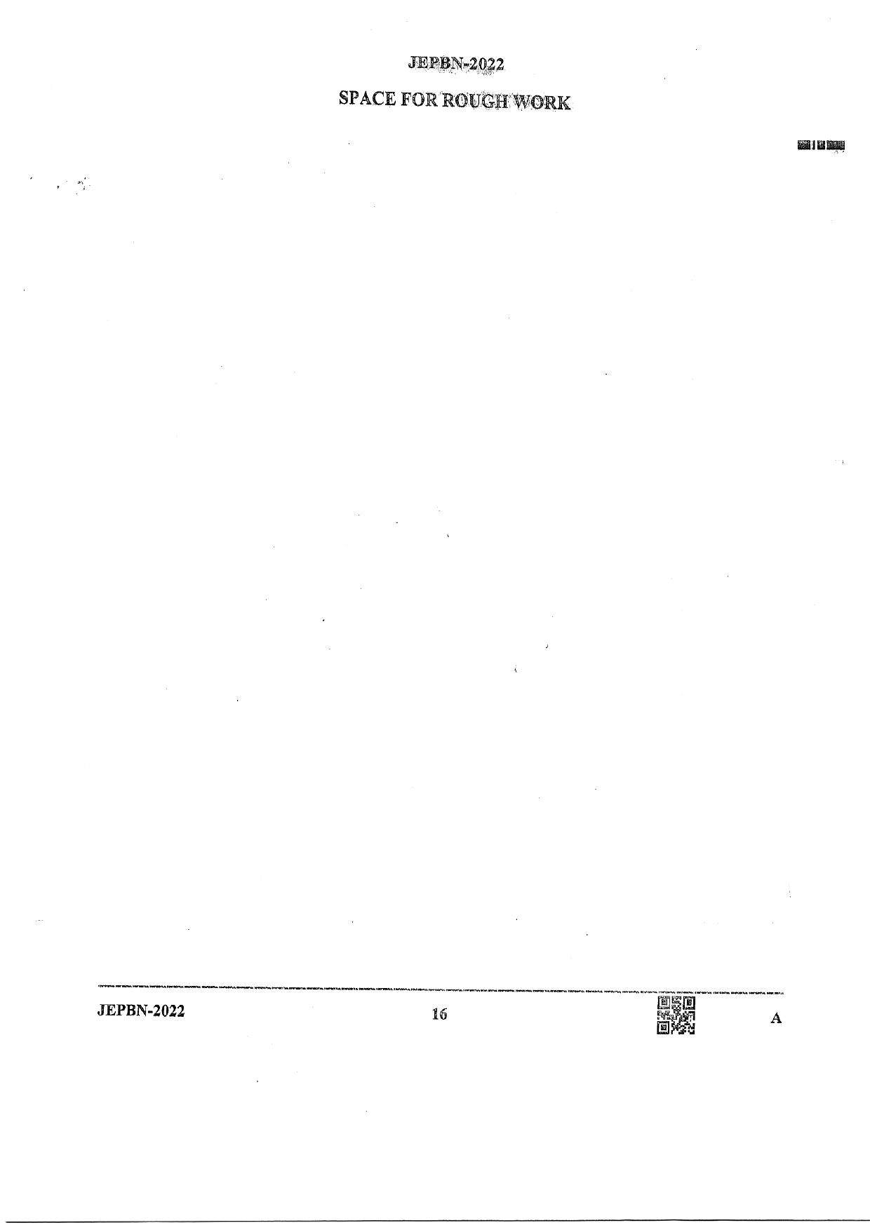 WBJEE JEPBN 2022 Question Paper - Page 16
