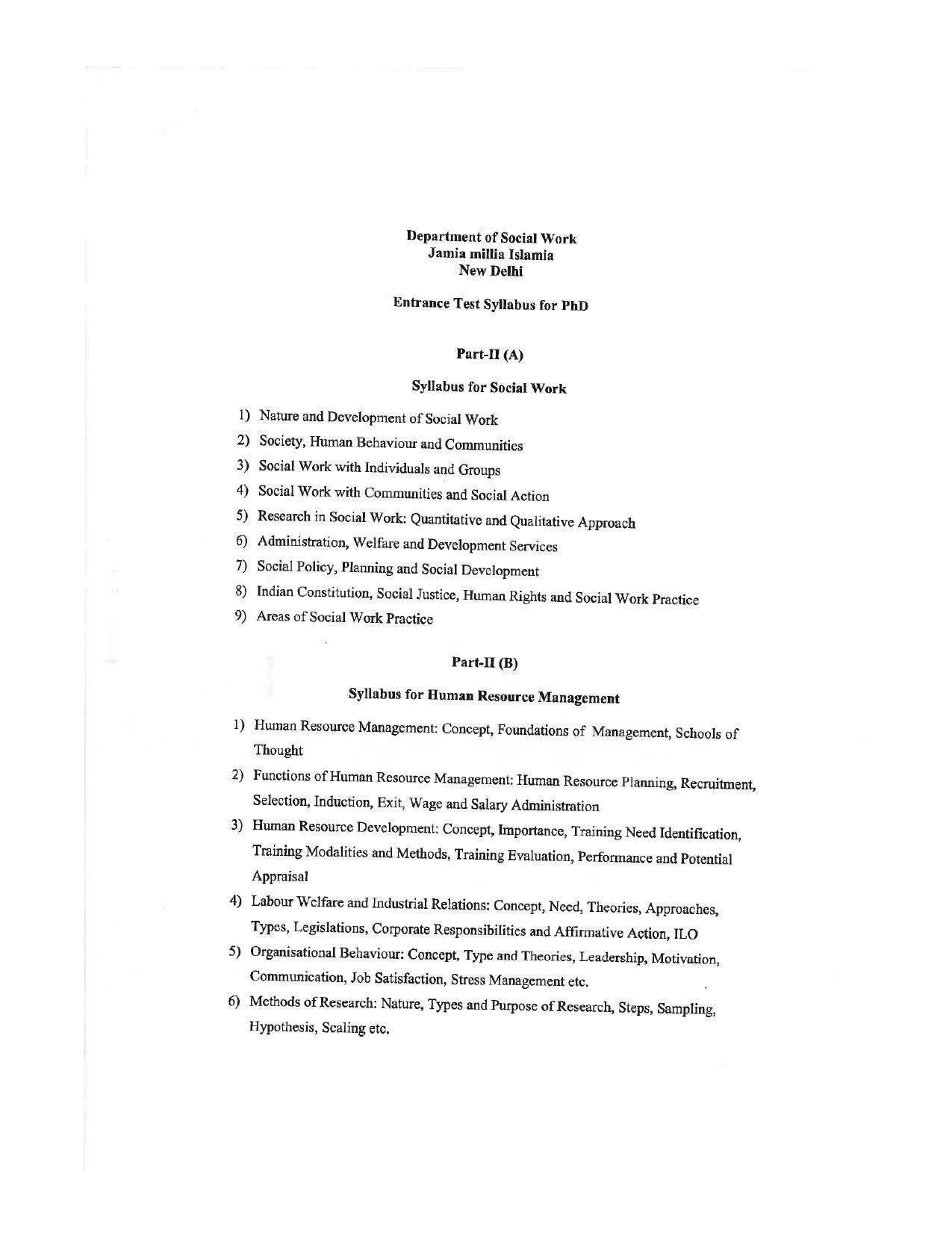 JMI Entrance Exam FACULTY OF SOCIAL SCIENCES Syllabus - Page 2