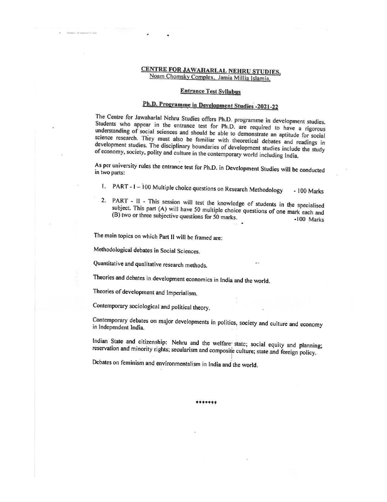 JMI Entrance Exam FACULTY OF SOCIAL SCIENCES Syllabus - Page 3