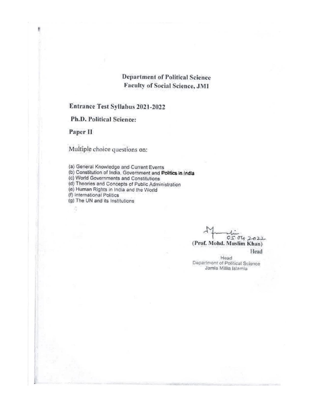 JMI Entrance Exam FACULTY OF SOCIAL SCIENCES Syllabus - Page 19