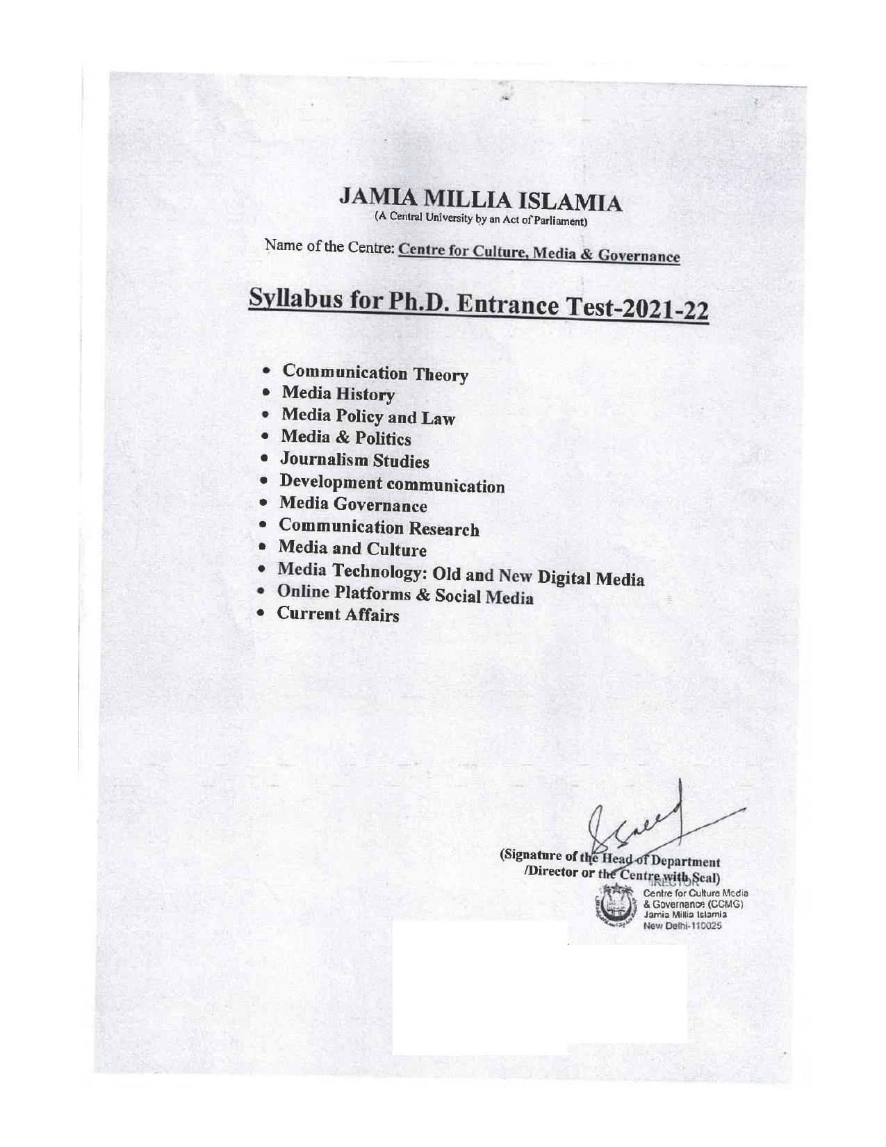 JMI Entrance Exam FACULTY OF SOCIAL SCIENCES Syllabus - Page 20