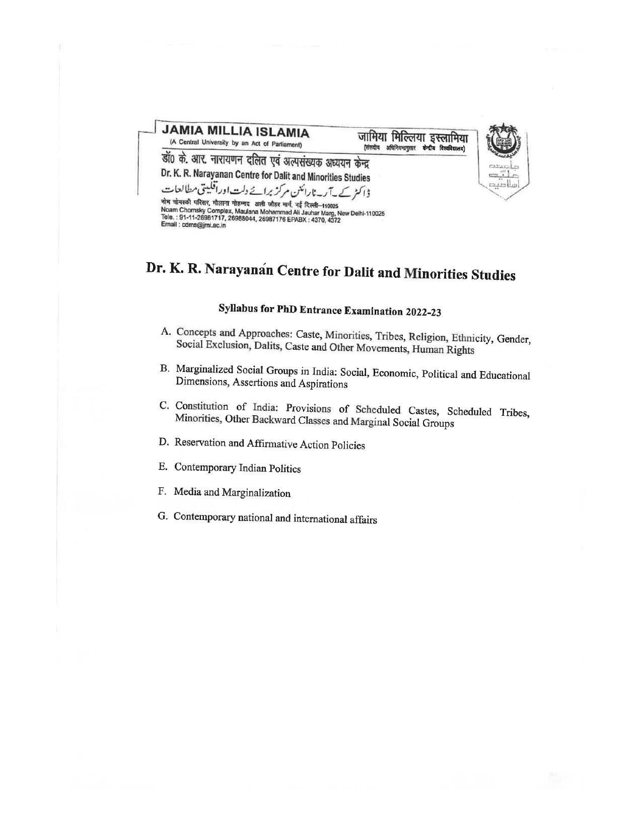 JMI Entrance Exam FACULTY OF SOCIAL SCIENCES Syllabus - Page 21