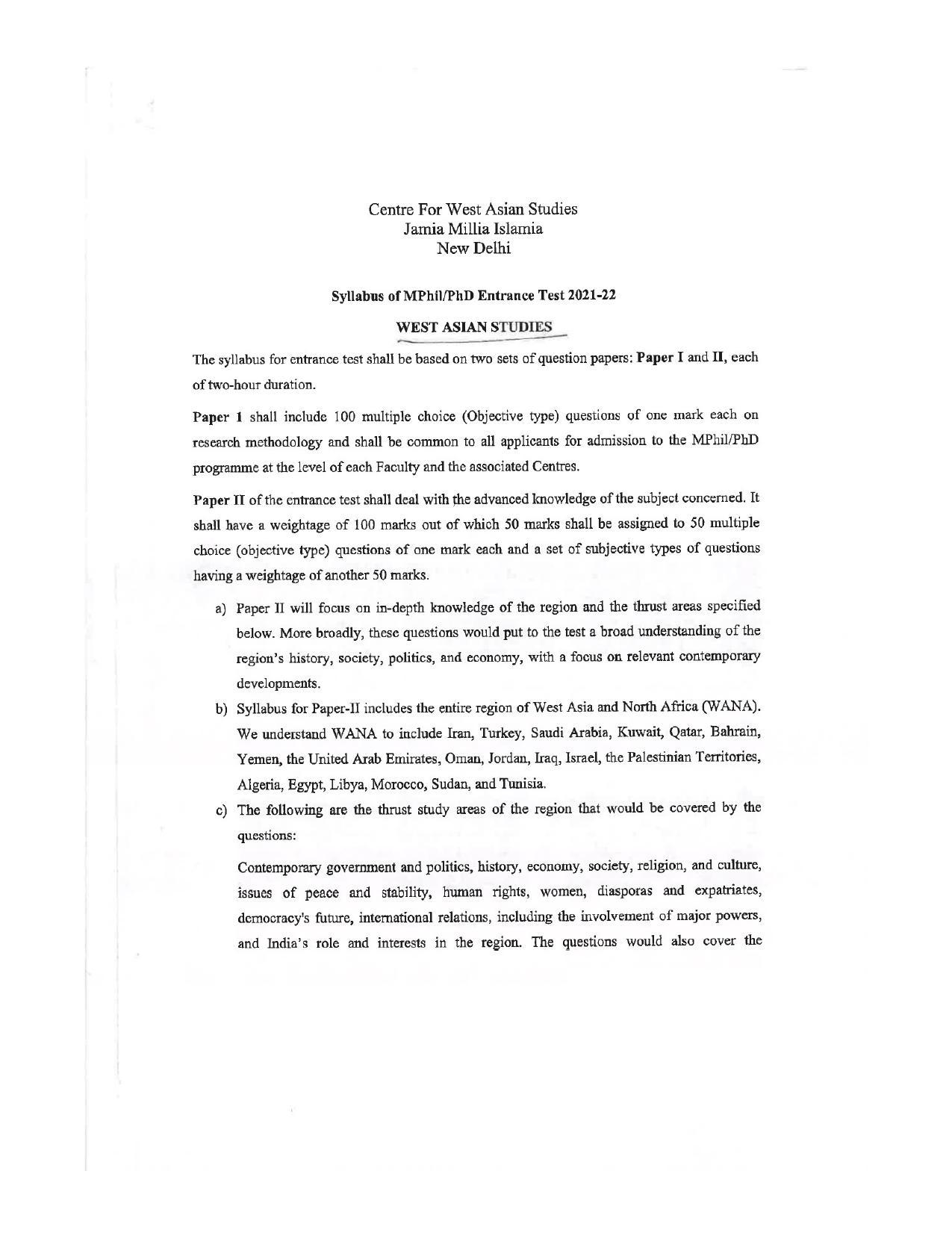JMI Entrance Exam FACULTY OF SOCIAL SCIENCES Syllabus - Page 25