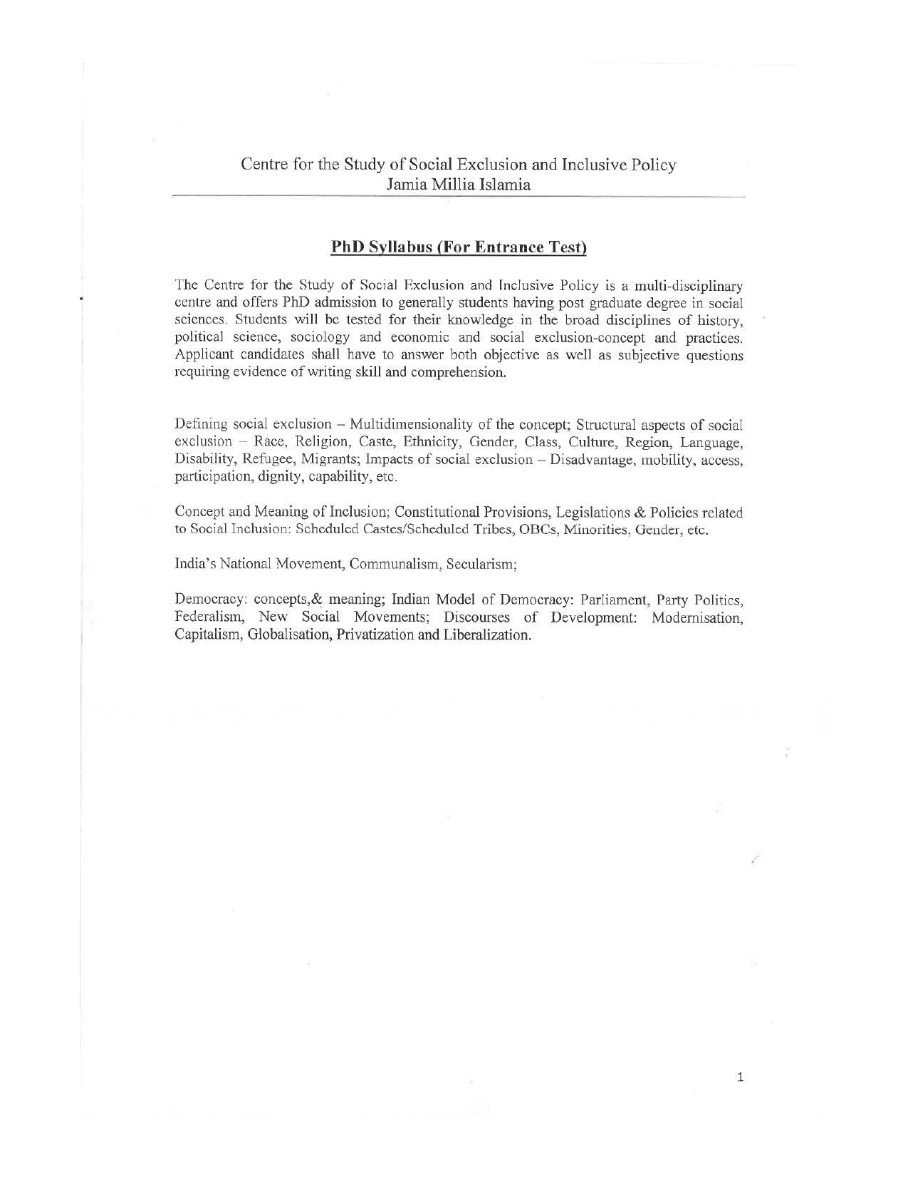 JMI Entrance Exam FACULTY OF SOCIAL SCIENCES Syllabus - Page 31