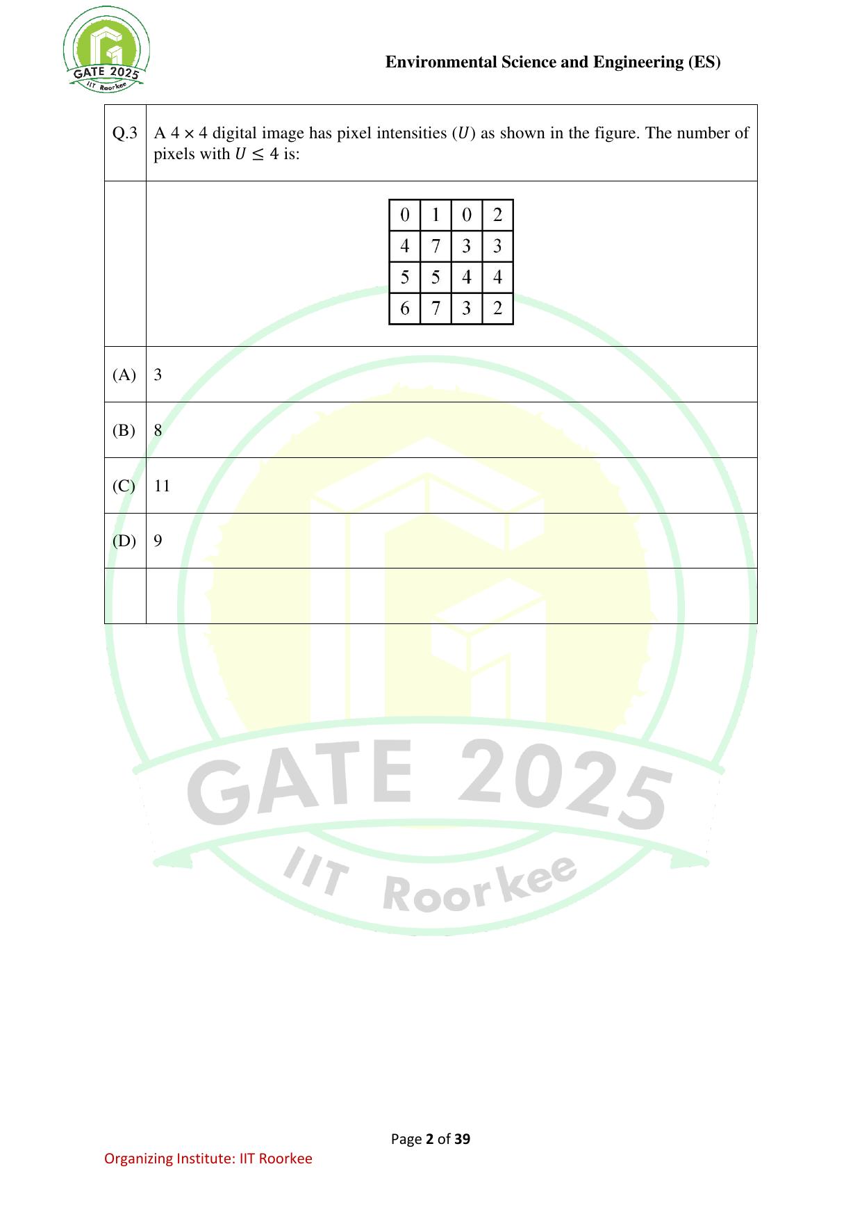 GATE 2025 Environmental Science & Engineering (ES) Question Paper - Page 2