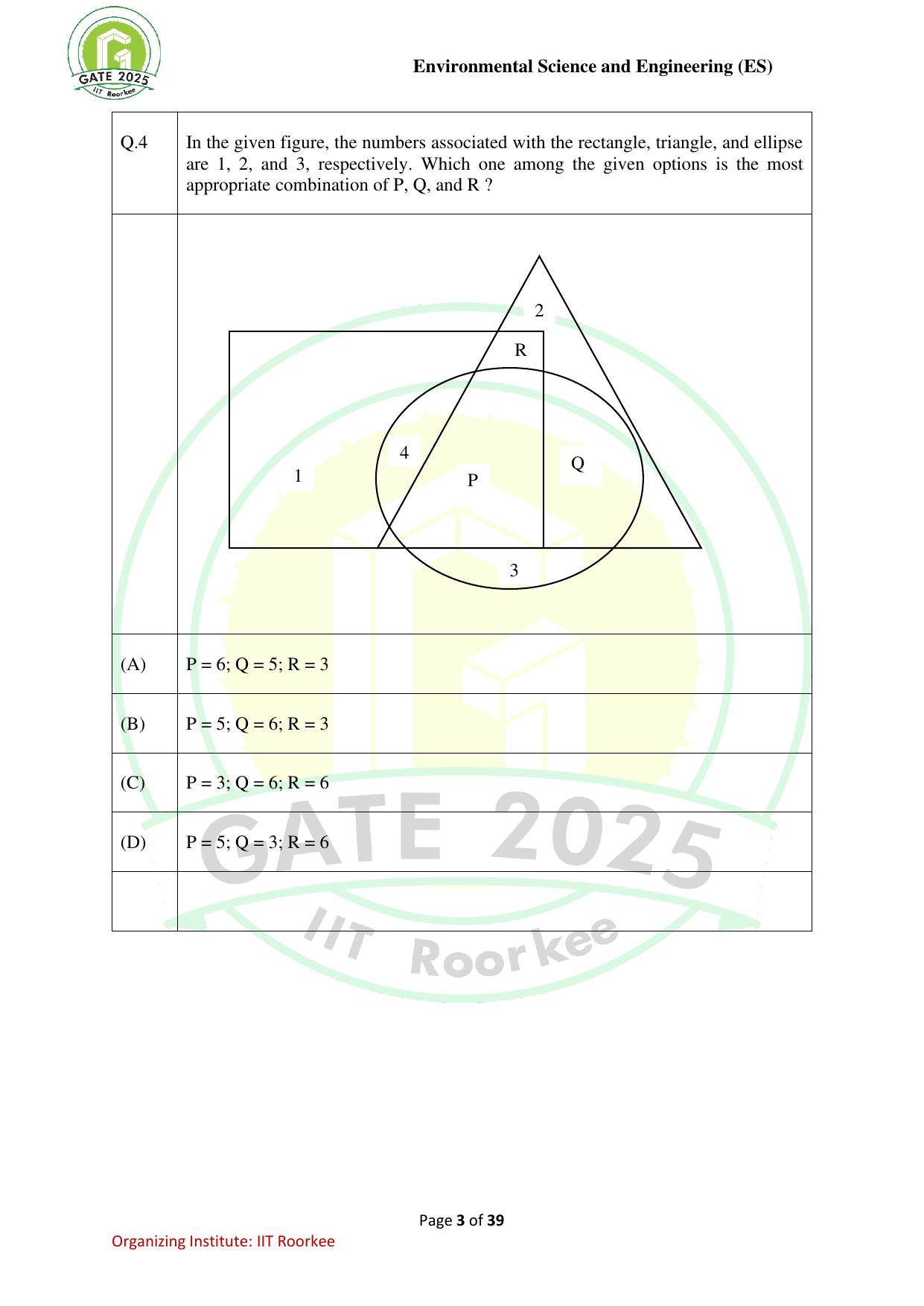 GATE 2025 Environmental Science & Engineering (ES) Question Paper - Page 3