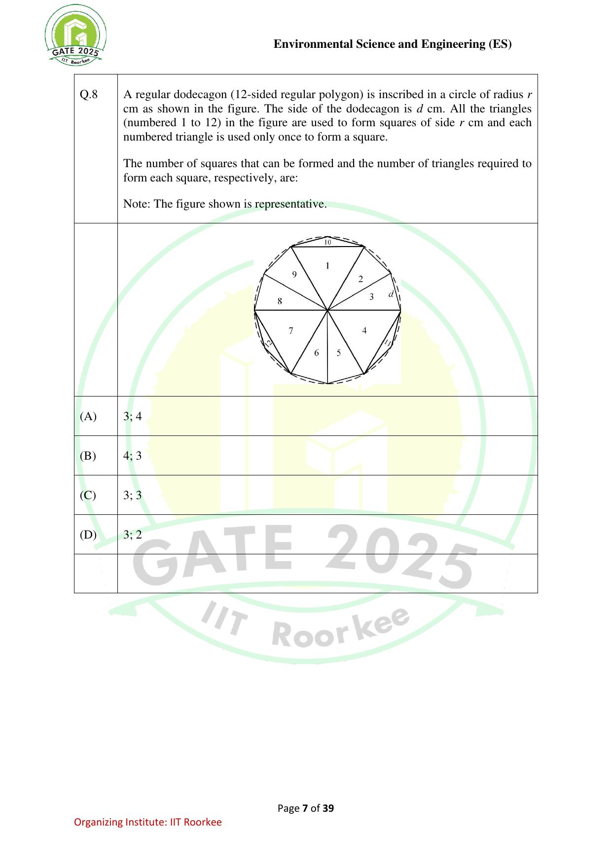 GATE 2025 Environmental Science & Engineering (ES) Question Paper - Page 7