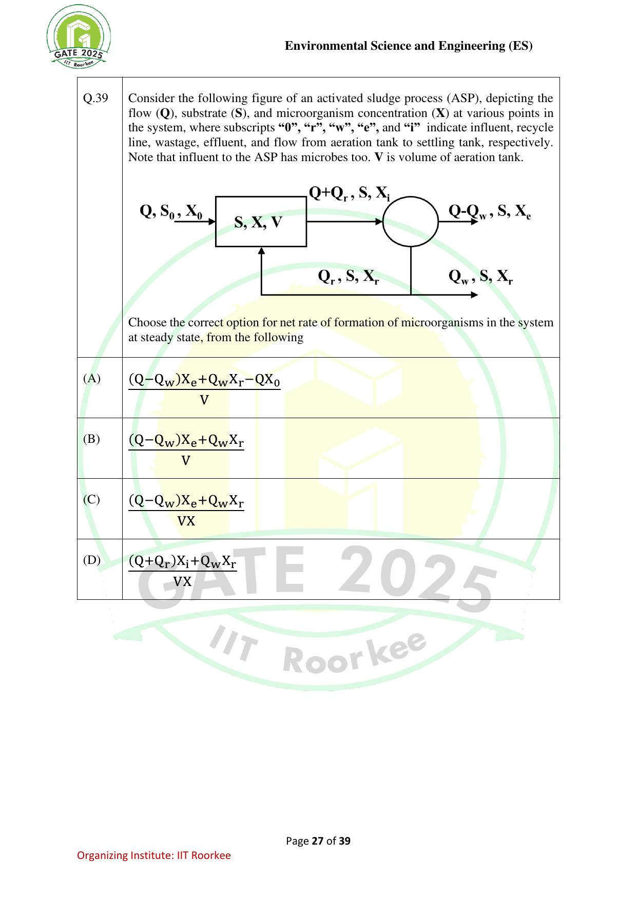 GATE 2025 Environmental Science & Engineering (ES) Question Paper - Page 27