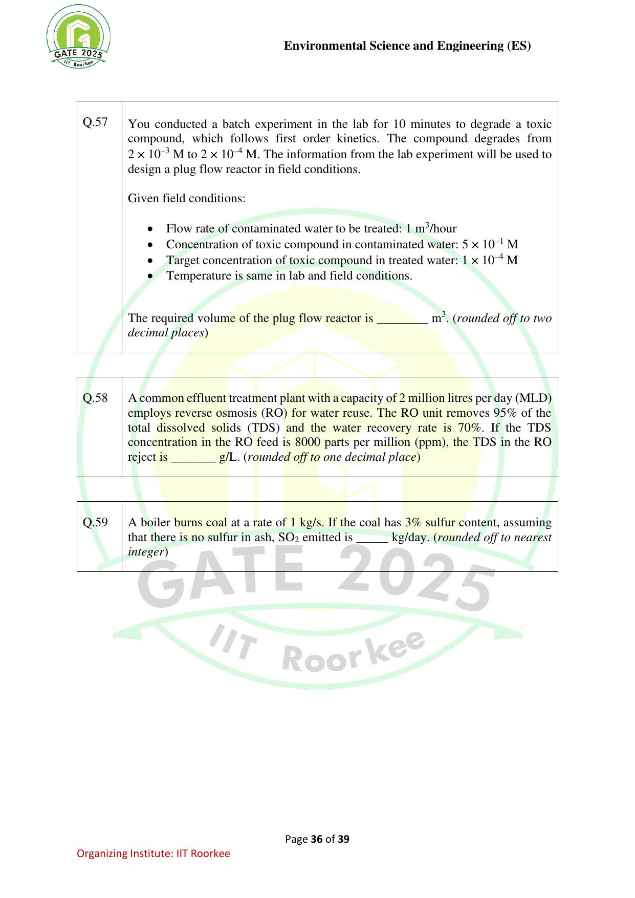GATE 2025 Environmental Science & Engineering (ES) Question Paper - Page 36